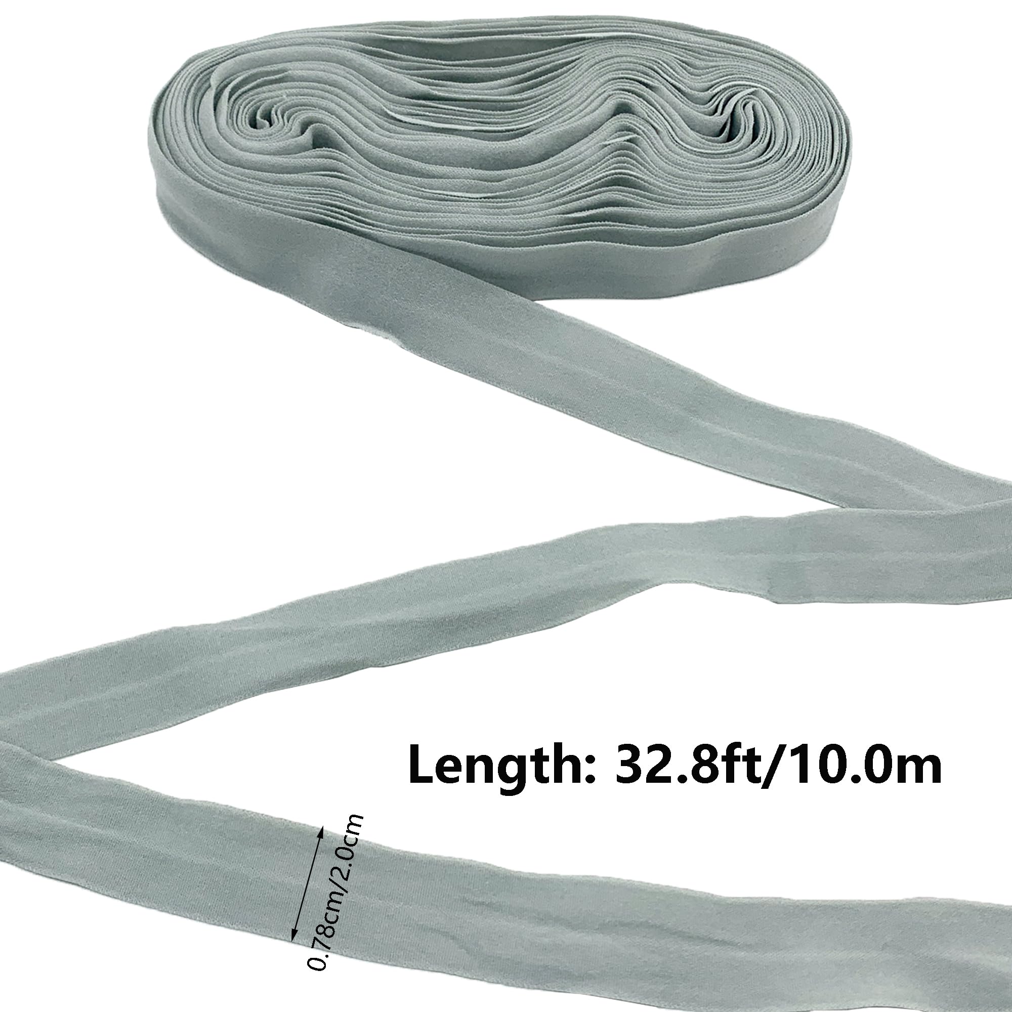 Ruban Biais Élastique En Coton 10m X 2cm - Bande Ourlet Élastique Gris Pour Couture Et Bricolage