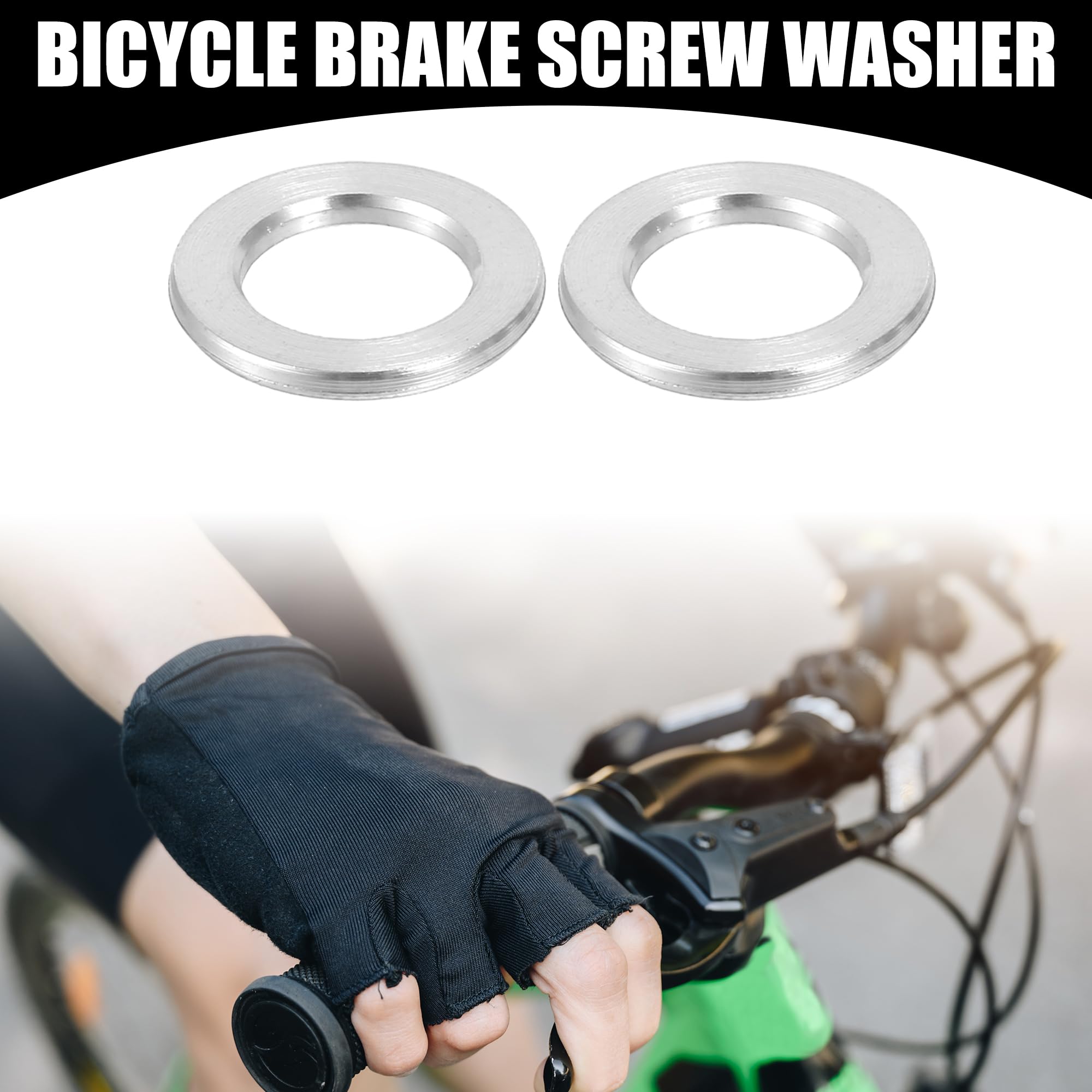 Partuto 10 Pcs M6 Universal Bicycle Bolt Brake Screw Washer - Silver Tone, 0.39"x0.04" - Image 2