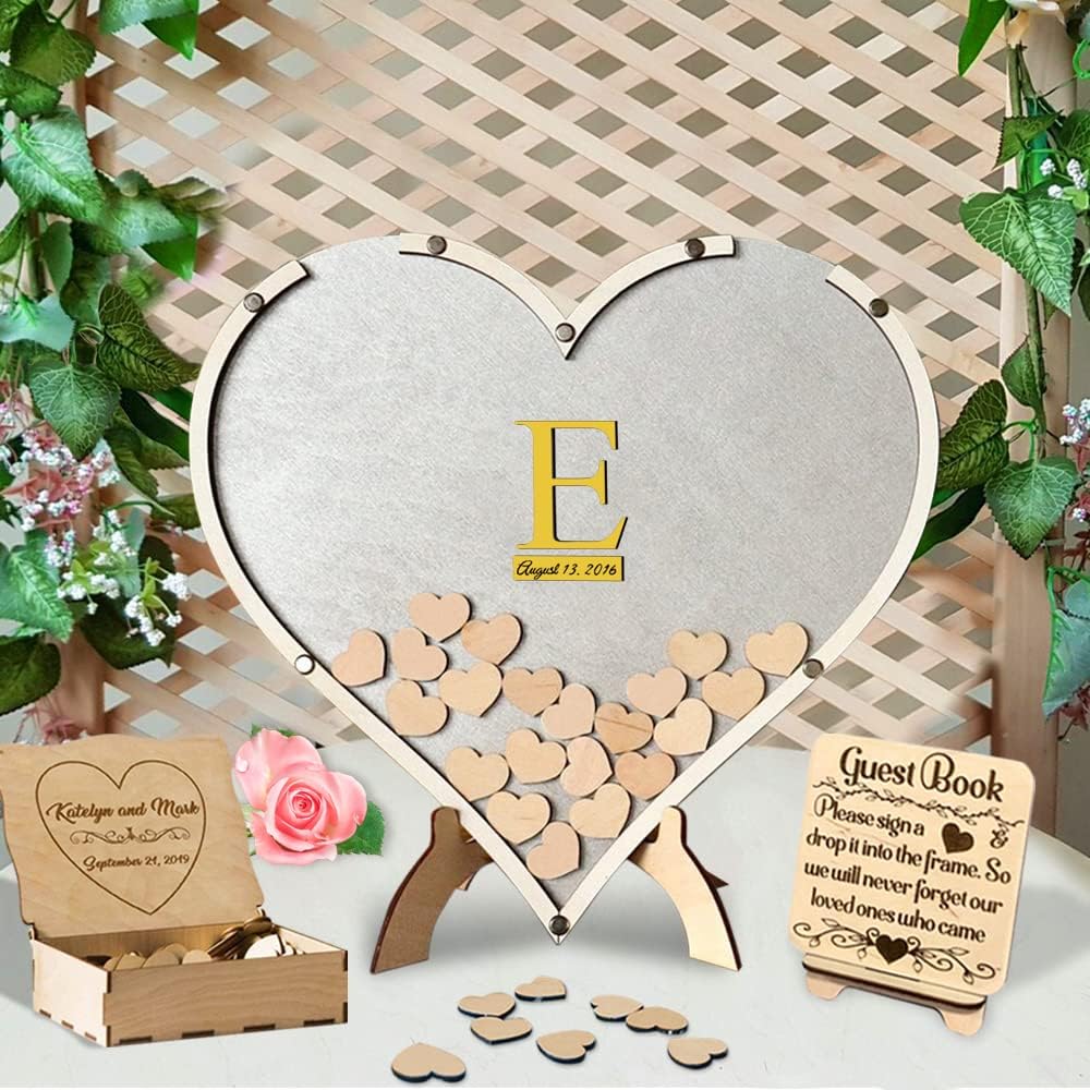 set adil Personalized Custom Text Rustic Wedding Guest Book