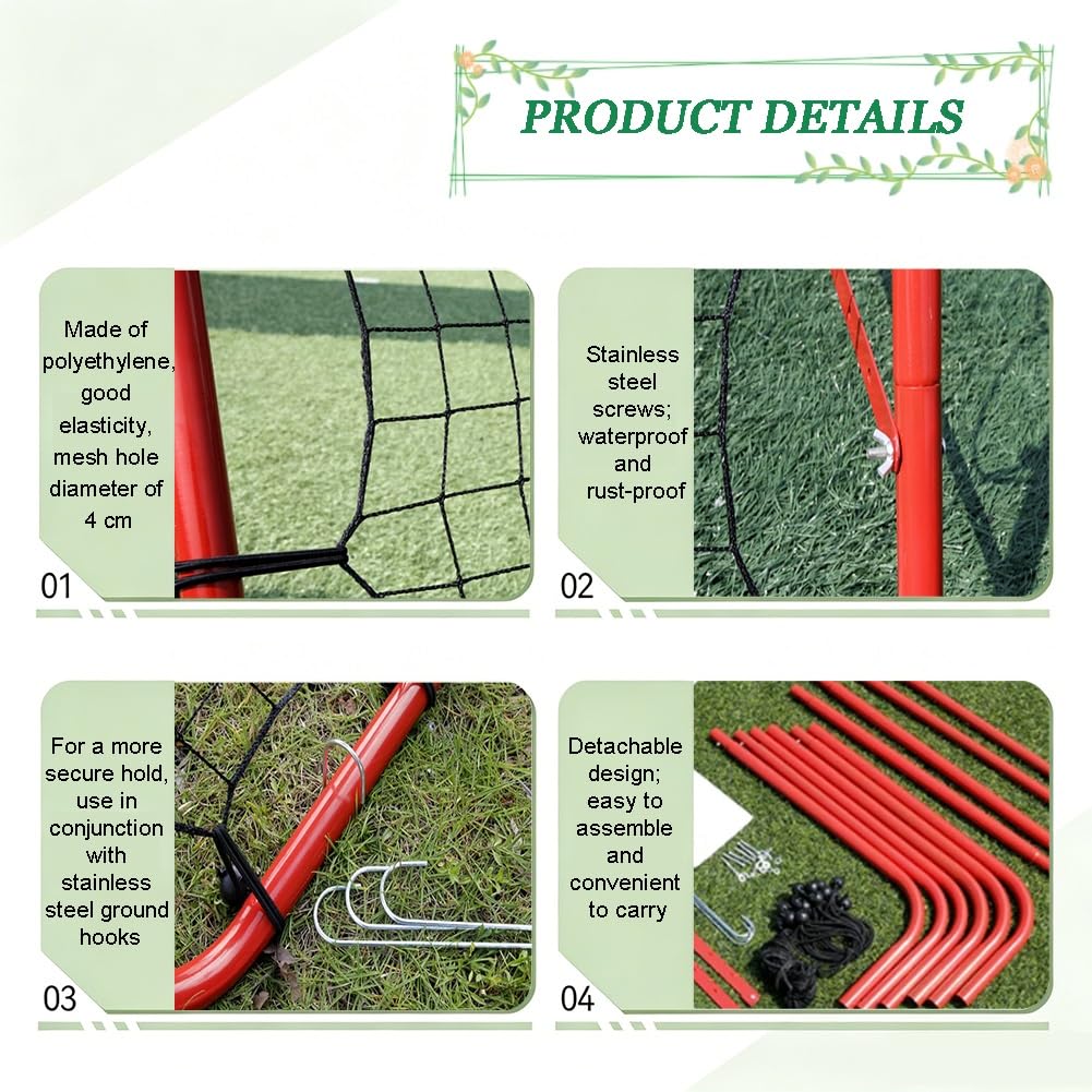 exproyzk Red De Rebote para Fútbol, ​​Entrenador Portátil De Rebote, para Fútbol, ​​Voleibol Y Sóftbol; para Practicar Pases Y Tiros(Black,103x100cm/40.6x39.4in)