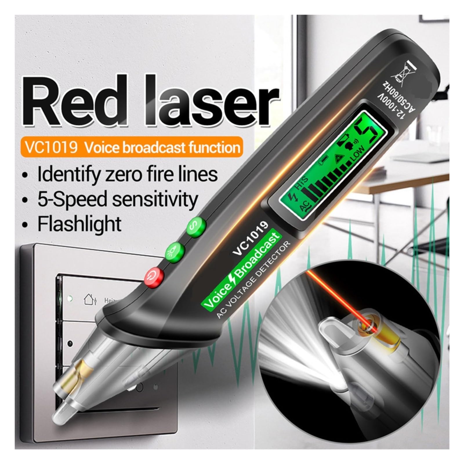 Bolígrafo Probador De Transmisión Voz Inteligente, Sensor Infrarrojo, Posicionamiento, Comprobador Voltaje, Detector Cables Eléctricos Identificación Precisa Eficaz