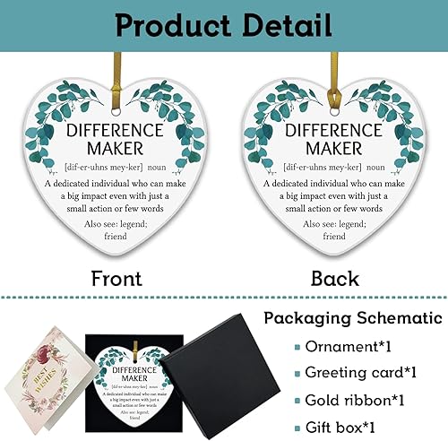 Vista 39 de REWIDPARTY Adorno de recuerdo de agradecimiento – Regalo de agradecimiento para familiares, amigos, profesores – Corazón de cerámica de 3 pulgadas