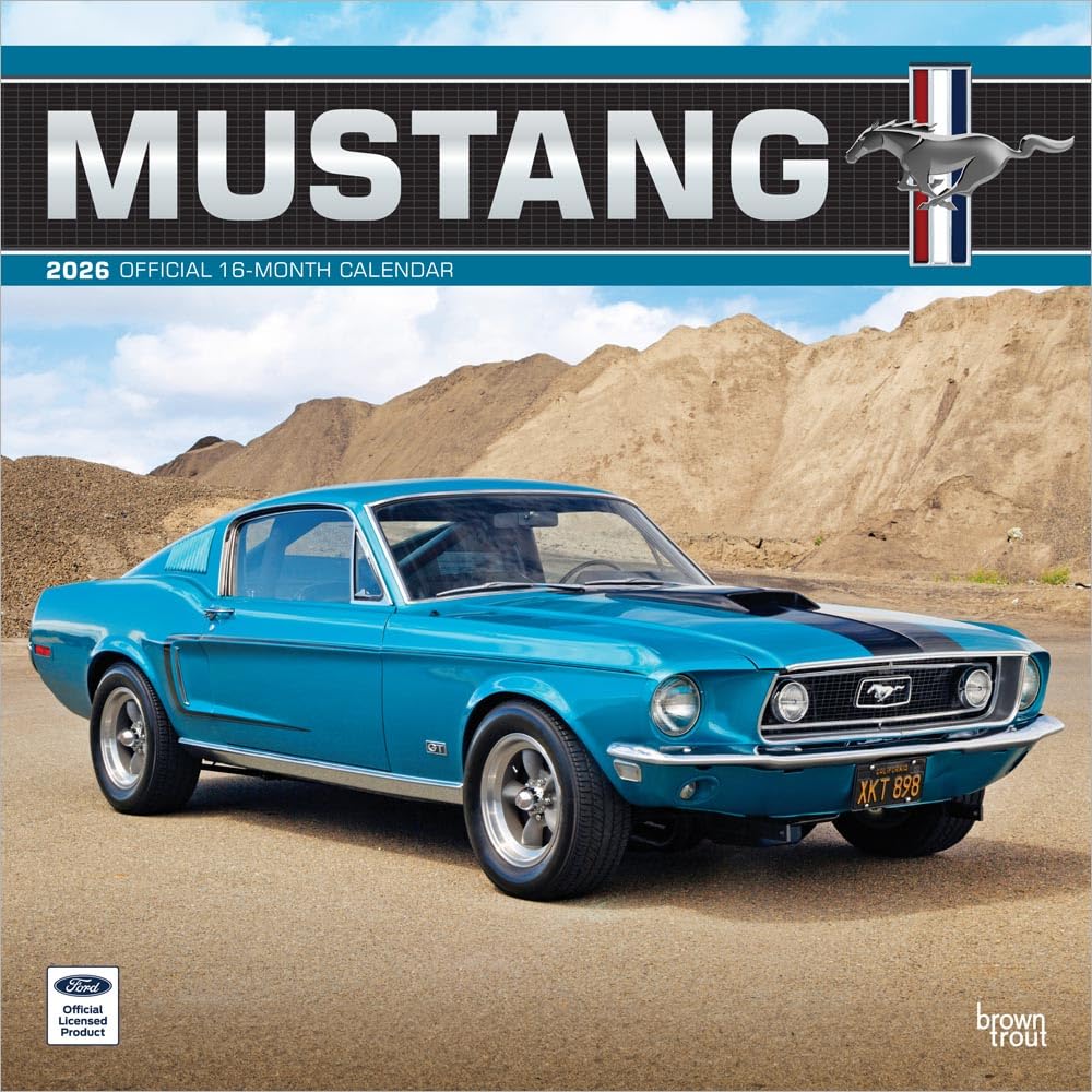 Ford Mustang Official 2026 12 X 24 Inch Hanging Monthly Square Wall  CALENDAR