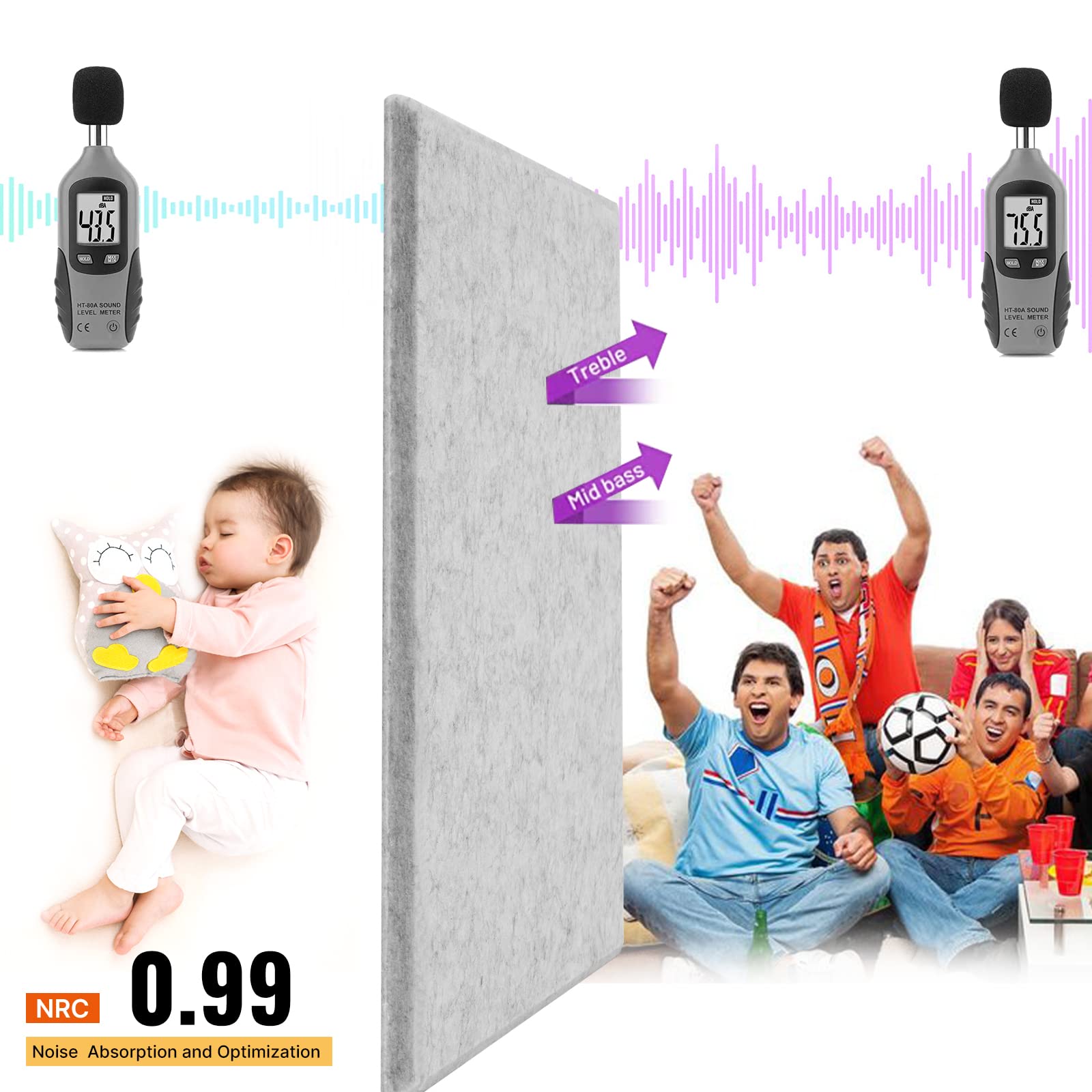 12 Stück Akustik Panel,Akustikplatten Selbstkleben,Schallschutzplatten Akustikpaneele Wand für Tonstudio, Büro,Studio Wanddekoration und Akustische Behandlung, Grau（30x30x1cm）