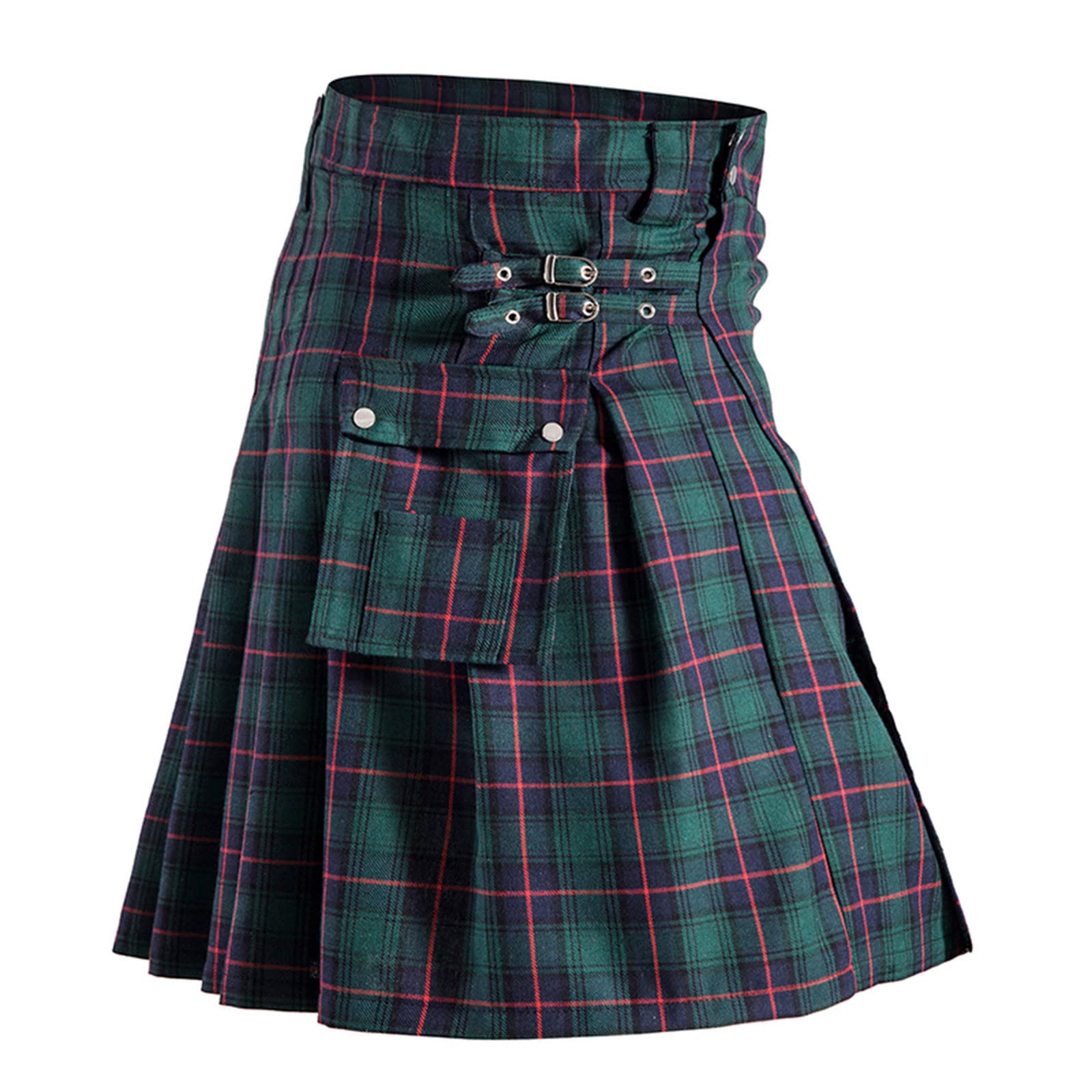 Yolimok Faldas Escocesas Tartán para Hombres Schwarz Retro Faldas de Kilt Moda Gótica Ropa Falda Plisada Disfraz Faldas de tartán para Hombre Falda Escocesa Kilt Mini Falda Hombre Escocesa Elegante