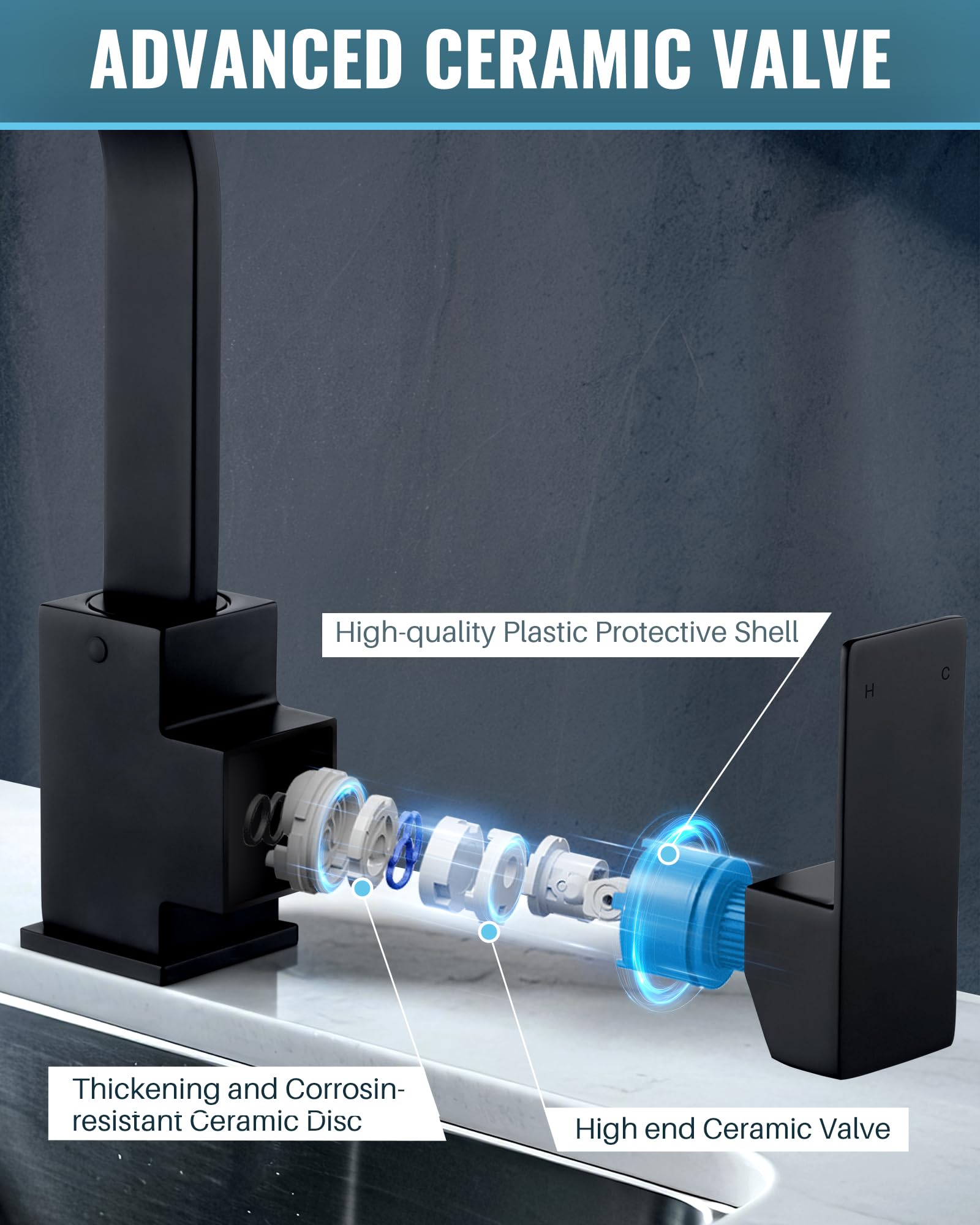 iVIGA rubinetto cucina, miscelatore lavabo girevole 360° Miscelatore cucina in acciaio inox con 2 tubi, miscelatore, lavabo con cartuccia in ceramica adatto per bagno, cucina, casa mobile