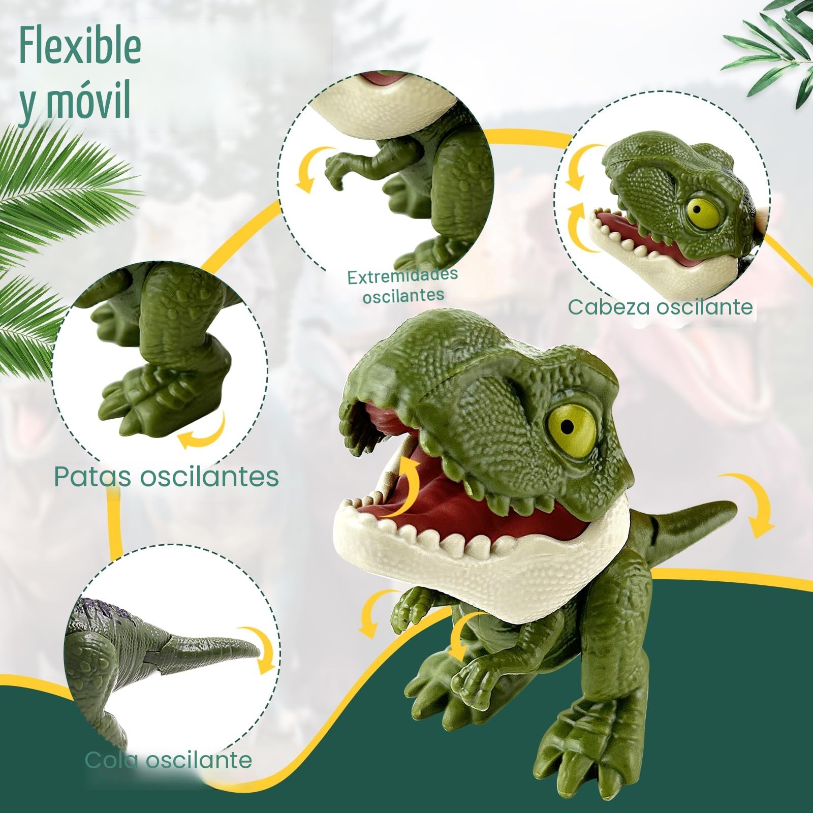 10 Piezas Dinosaurio Dedo Juguete, Mini Set ABS Mordita para Niños y Niñas (Colores Mezclados)