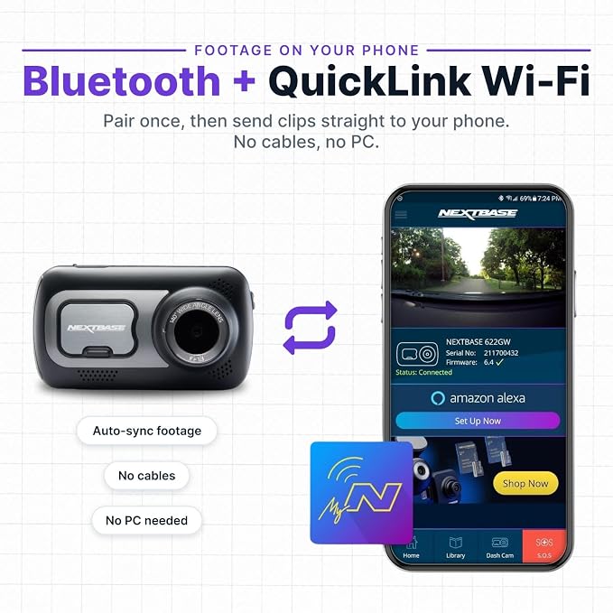 Nextbase Camara Para Carro 1440p HD Wi-Fi 522GW miniatura 7
