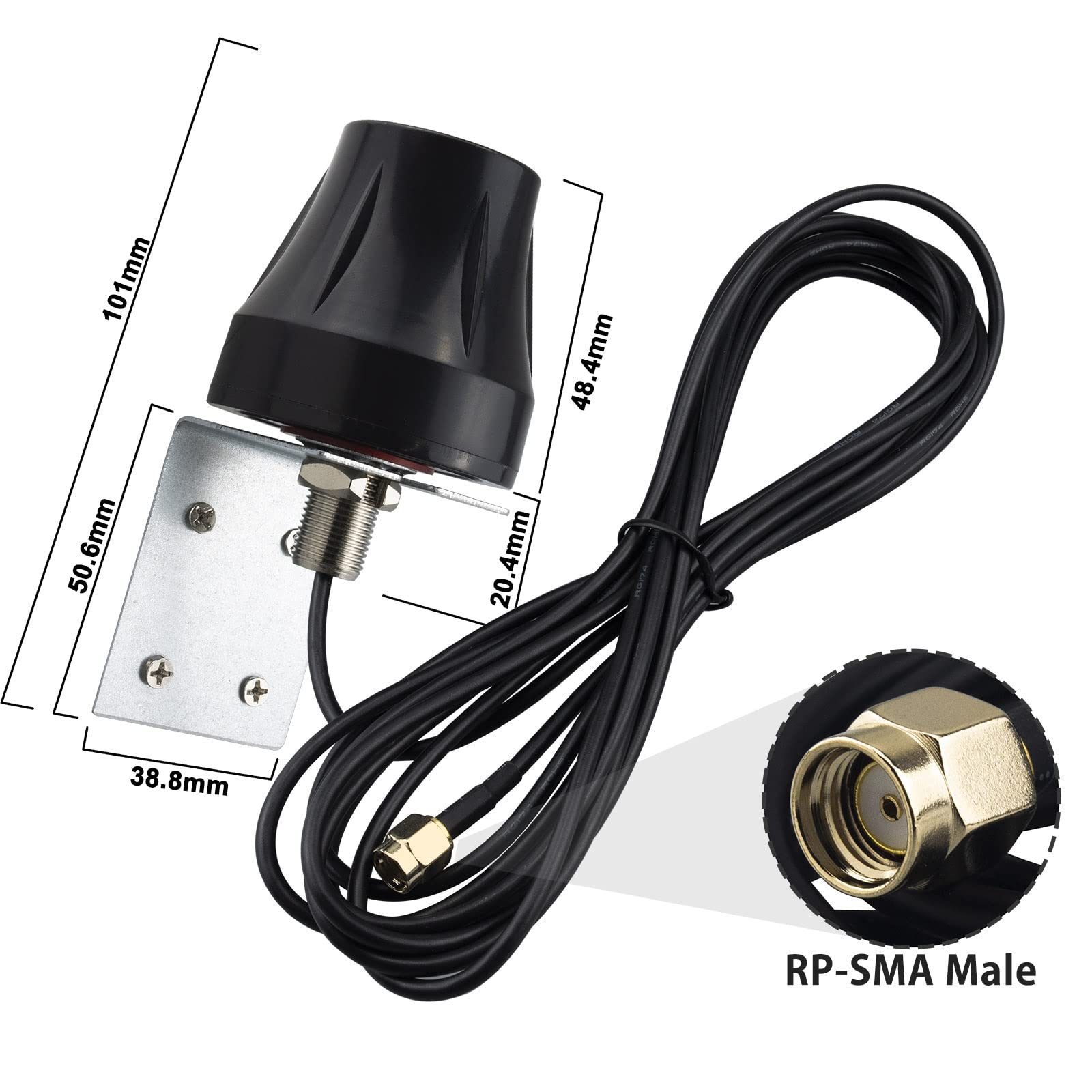 Antenne WiFi Externe Bi-bande 2.4GHz 5.8GHz YILIANDUO - 5dBi RP-SMA Mâle Câble 3M - Montage Mural Pour Caméra IP, Routeur, Vidéosurveillance