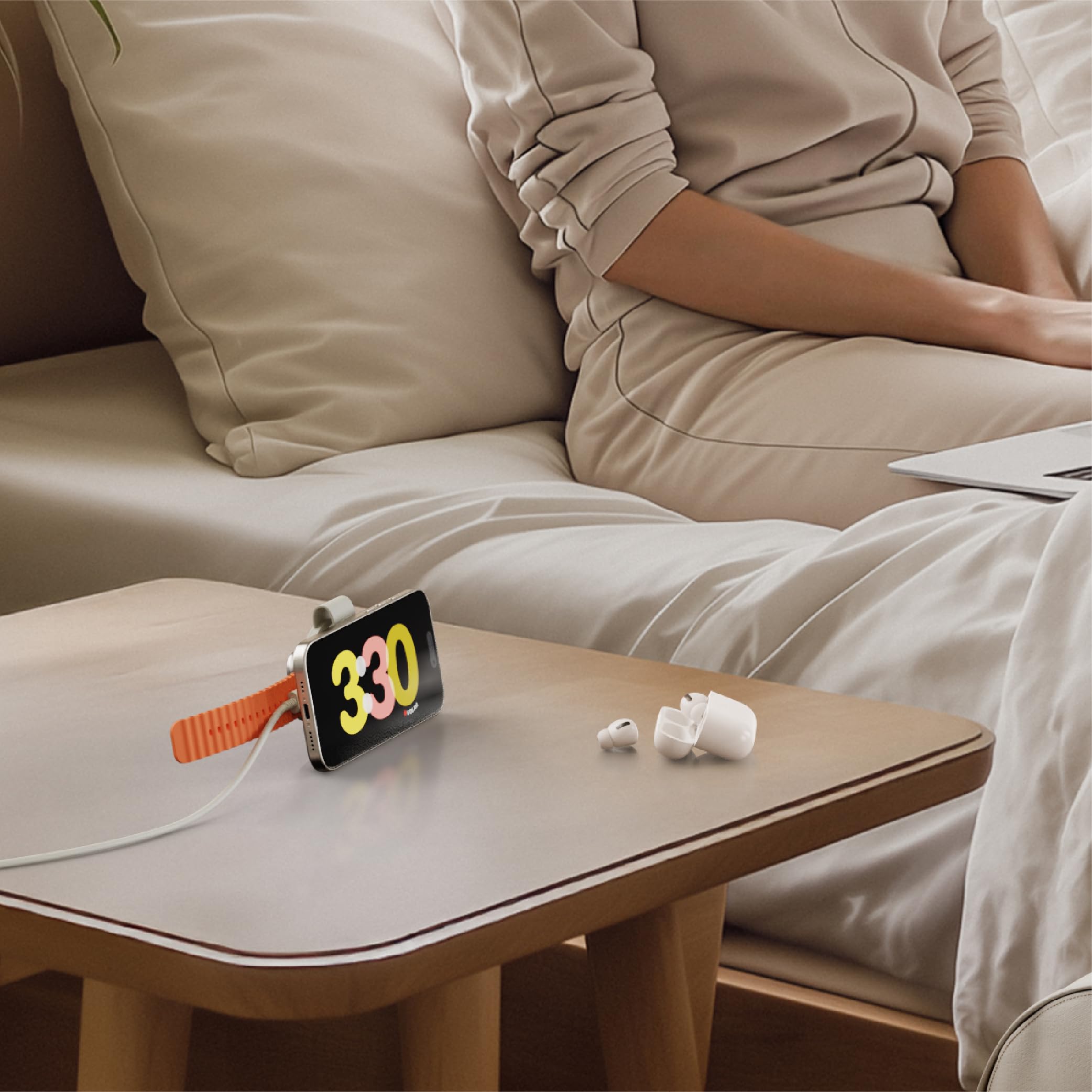 SATECHI OntheGo™ Caricatore Wireless Pieghevole 2 in 1, Stazione di Ricarica Rapida Qi2 15W per Serie iPhone 17 16 15 a 12, 5W per Apple Watch e AirPods, Caricatore a Induzione da Viaggio – Beige | 5W per Apple Watch, supporto magnetico da viaggio, compat