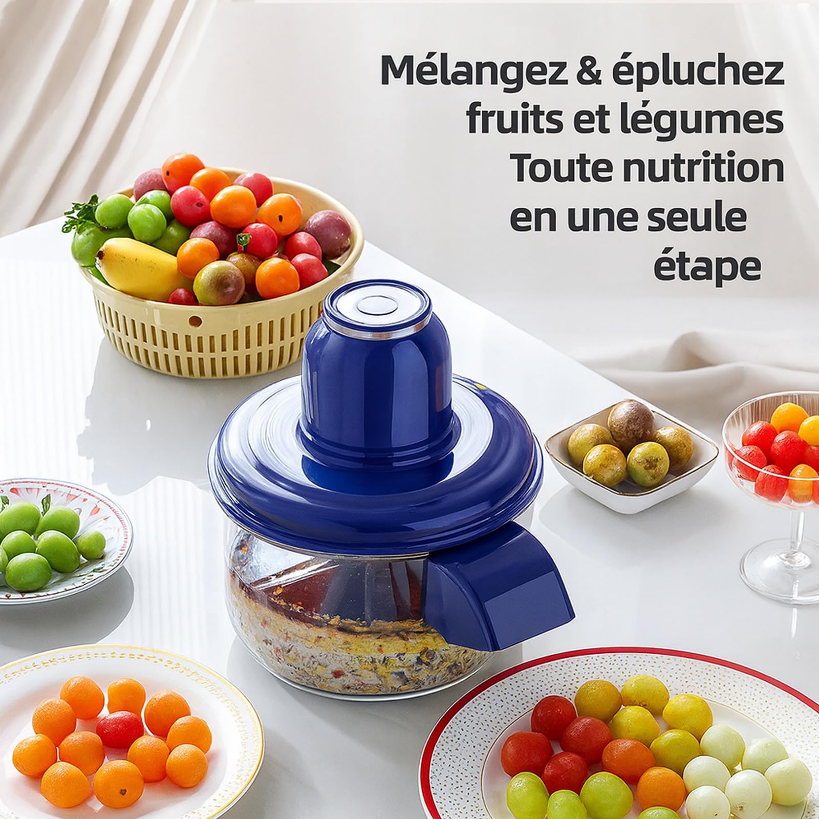 Machine à éplucheur électrique, Electric Grape Peeling Machine Garlic Peeler Skin Remover Rechargeable, Adapté Aux Cuisines Domestiques Et Professionnelles (1pc-bleu)