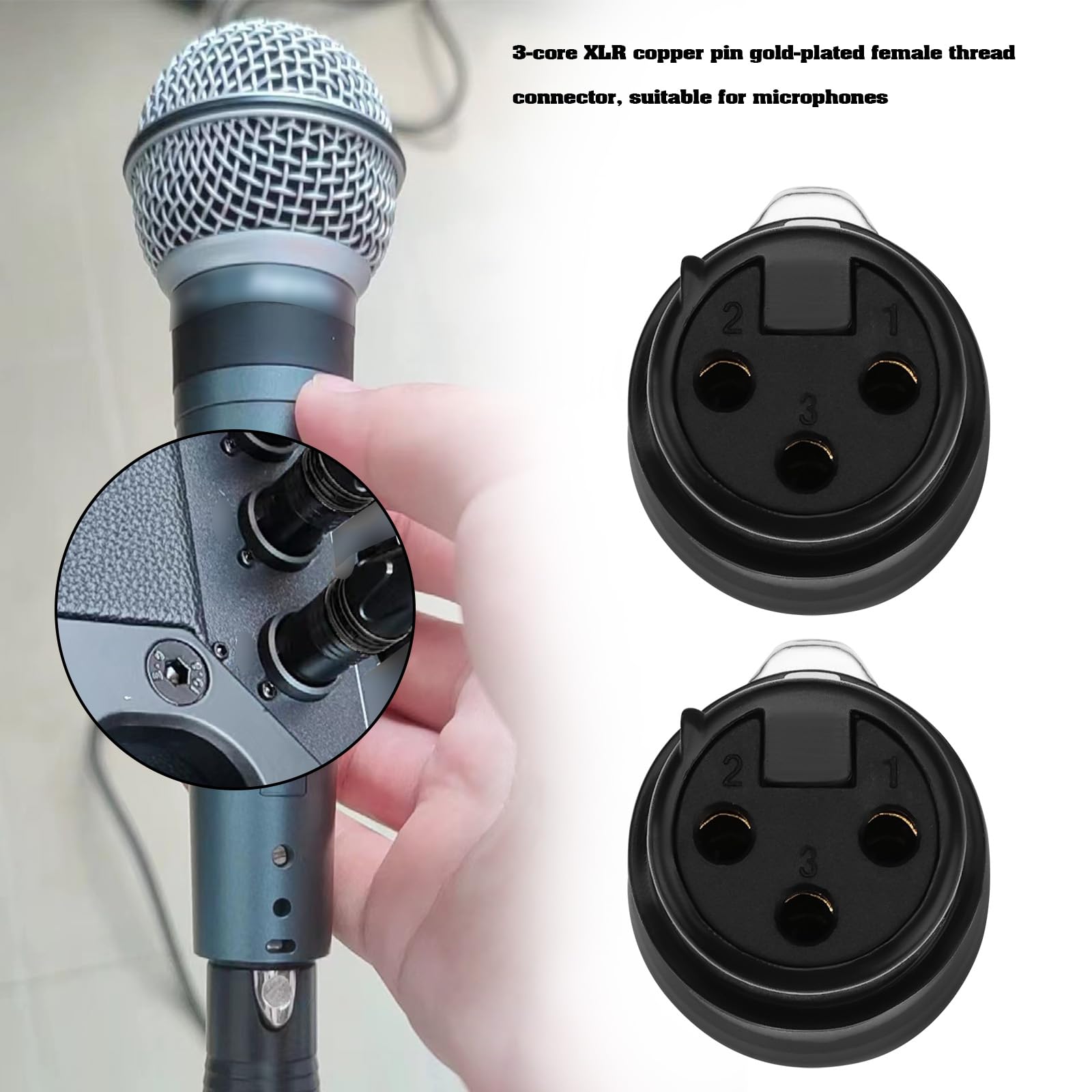 The Lord of the Tools 2Pcs Female 3 Pins XLR Connector Plug 3 Pins In Line XLR Connectors for Microphone Mic Cable Plug Connector Audio Speaker Socket Black - Image 2
