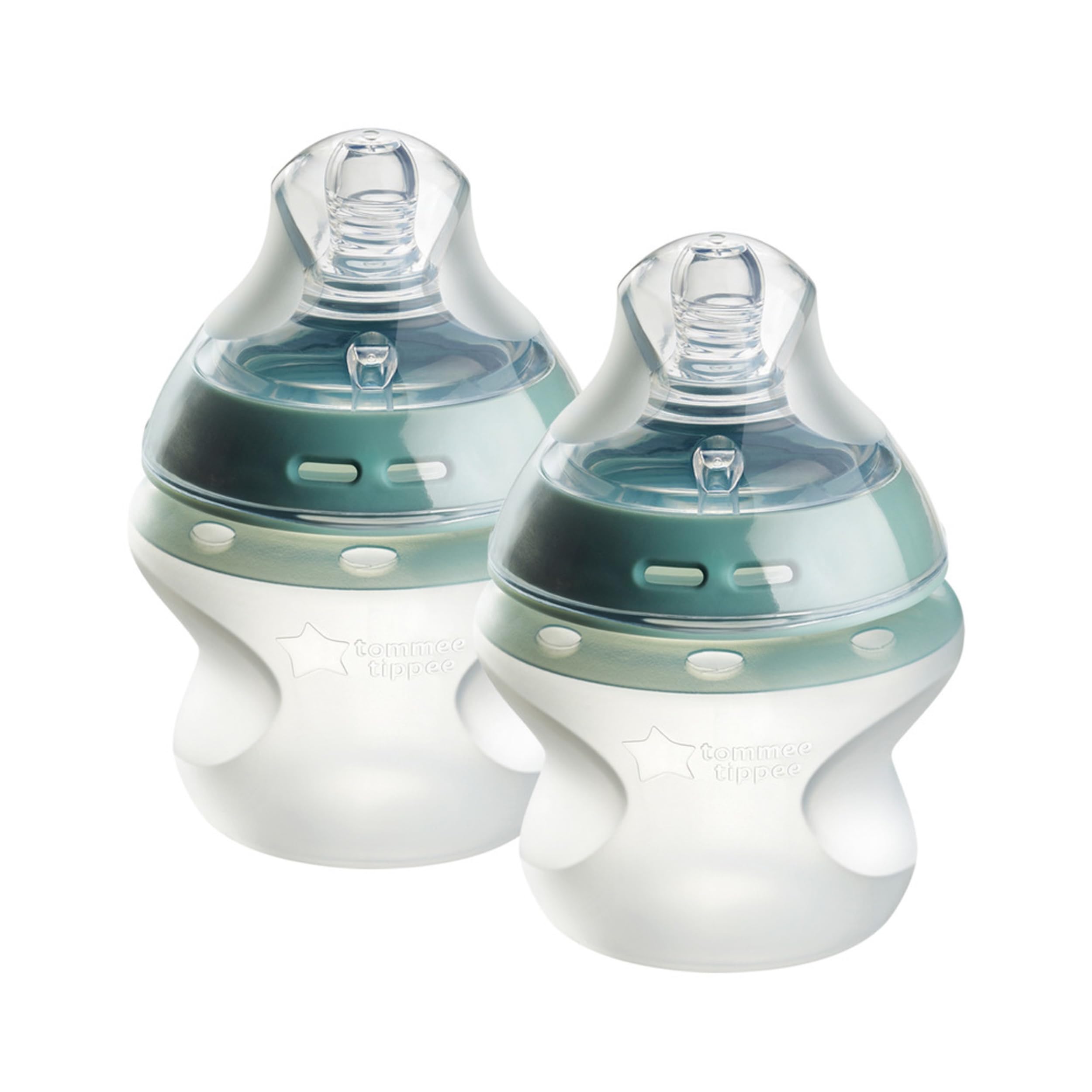 Tommee Tippee Baby Bottles, Closer to Nature Silicone Anti-Colic Baby Bottle with Slow Flow Breast-Like Teat, 150ml, 0+ Months, Self-Sterilising, Baby Feeding Essentials, 2 Pack