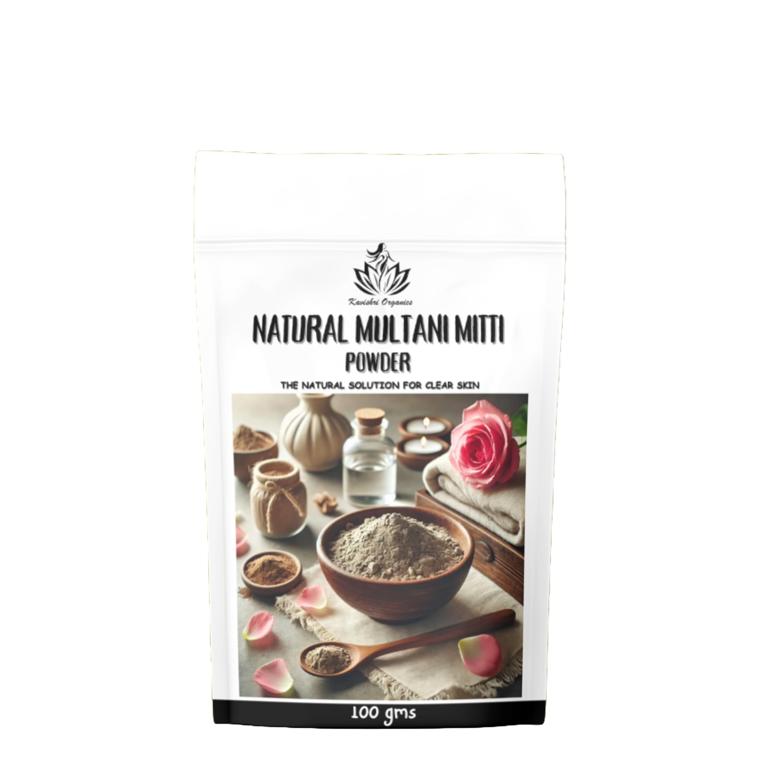 Kavishri Organics Natural Multani Matti Powder | Removes Dead Skin | Slows down Skin Aging, Wrinkles & Fine Lines | Balances Oily Skin | Removes Blackheads | Perfect for Skin Types (100gm)