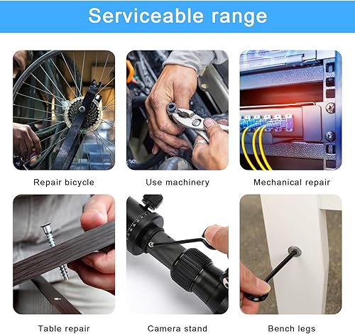 Miniatura 5 de Paquete de 10 llaves hexagonales estándar de 18 pulgadas con bucle completo de 18 pulgadas, llave Allen de 18 pulgadas, llave Allen negra, juego de