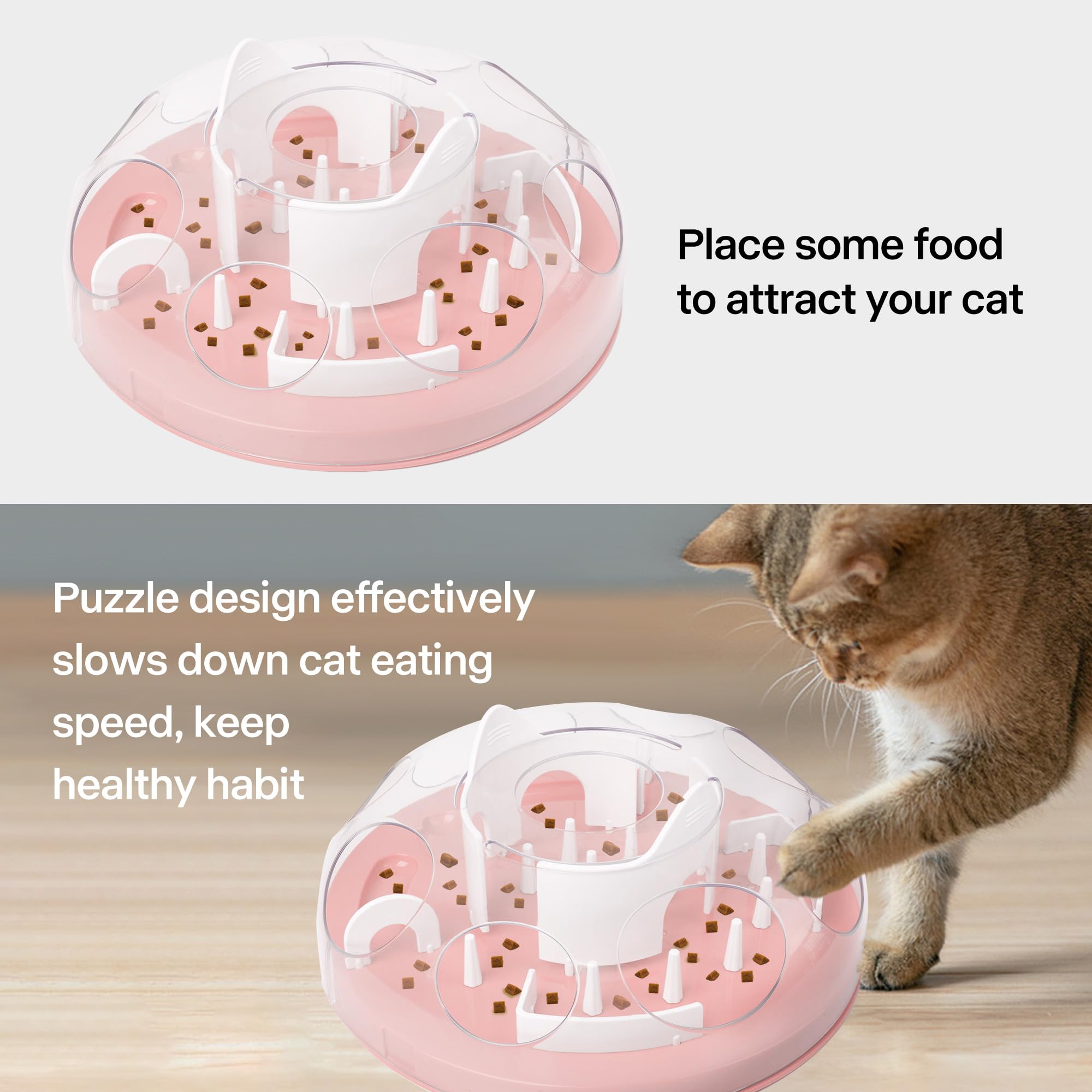 Pet Prime Alimentador de rompecabezas interactivo para gatos, juguetes de enriquecimiento para gatos de interior, alimentador lento, dispensador de rompecabezas de comida para gatos, juguete de