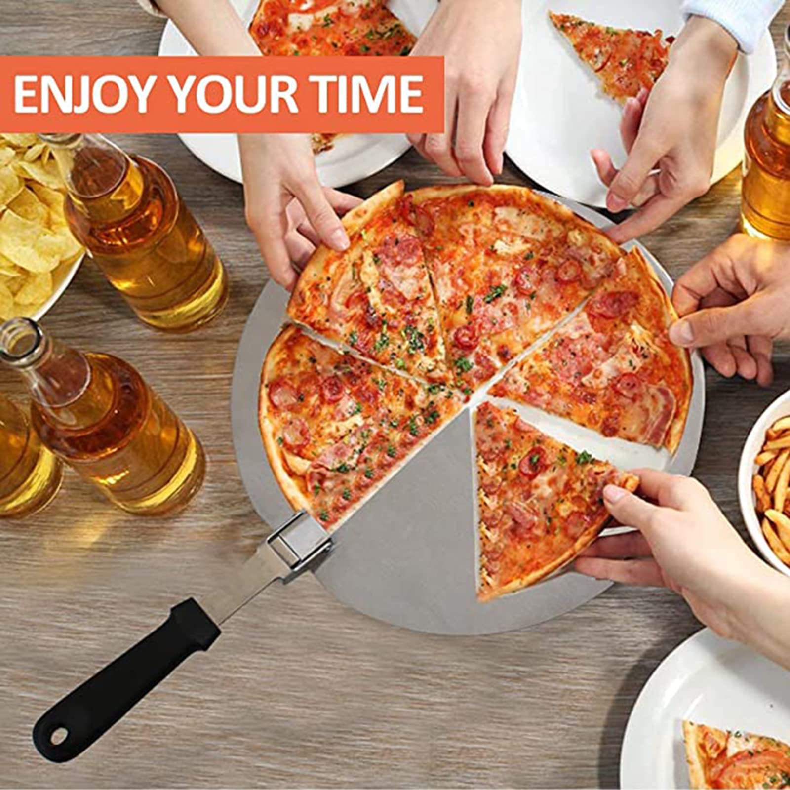 Łopatka Do Pizzy Ze Składanym Uchwytem, Ostrze Ze Stali Nierdzewnej Z Powłoką Zapobiegającą Przywieraniu, Tacka Do Podnoszenia Ciasta, Do Pieczenia Domowej Pizzy, Chleba I Ciasta