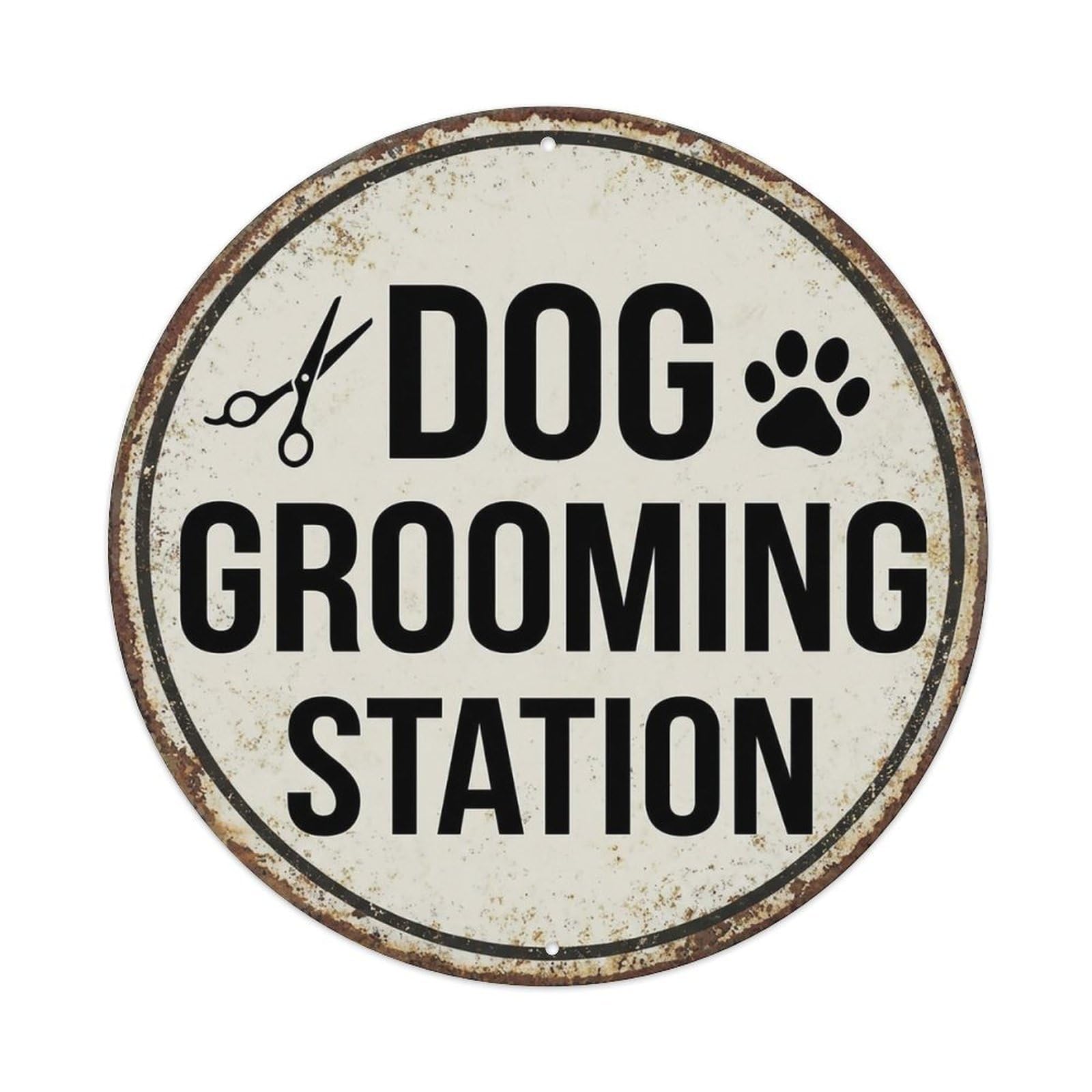 Vintage Dog Grooming Station Shop Vintage Metal Tin Sign Plaque Wall Decor for Cafe, Club Bar, Office, Garden Metal Poster 8x8Inch