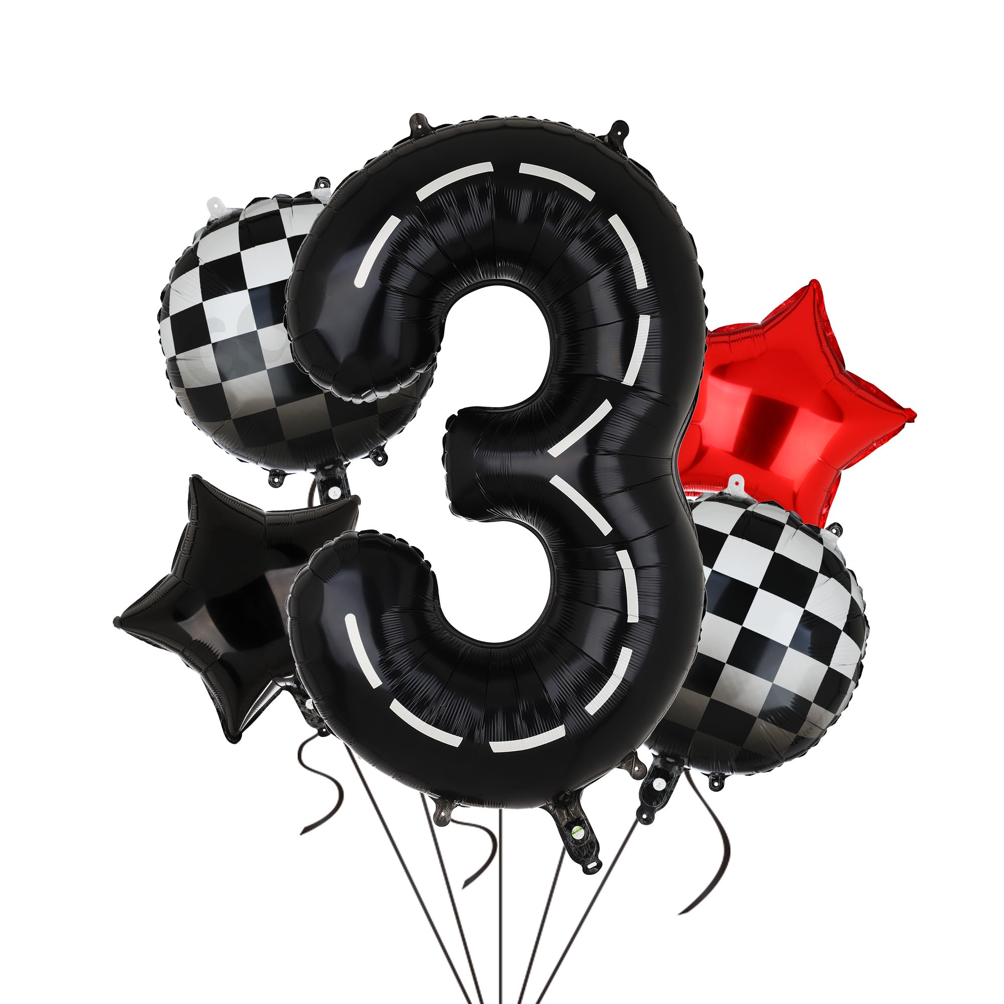 Race Car Birthday Balloons 40 Inch Racetrack Number Balloon 3 Black 3st Birthday Race Car Theme Party Decor Supplies 5 Pcs Mylar Helium Balloon