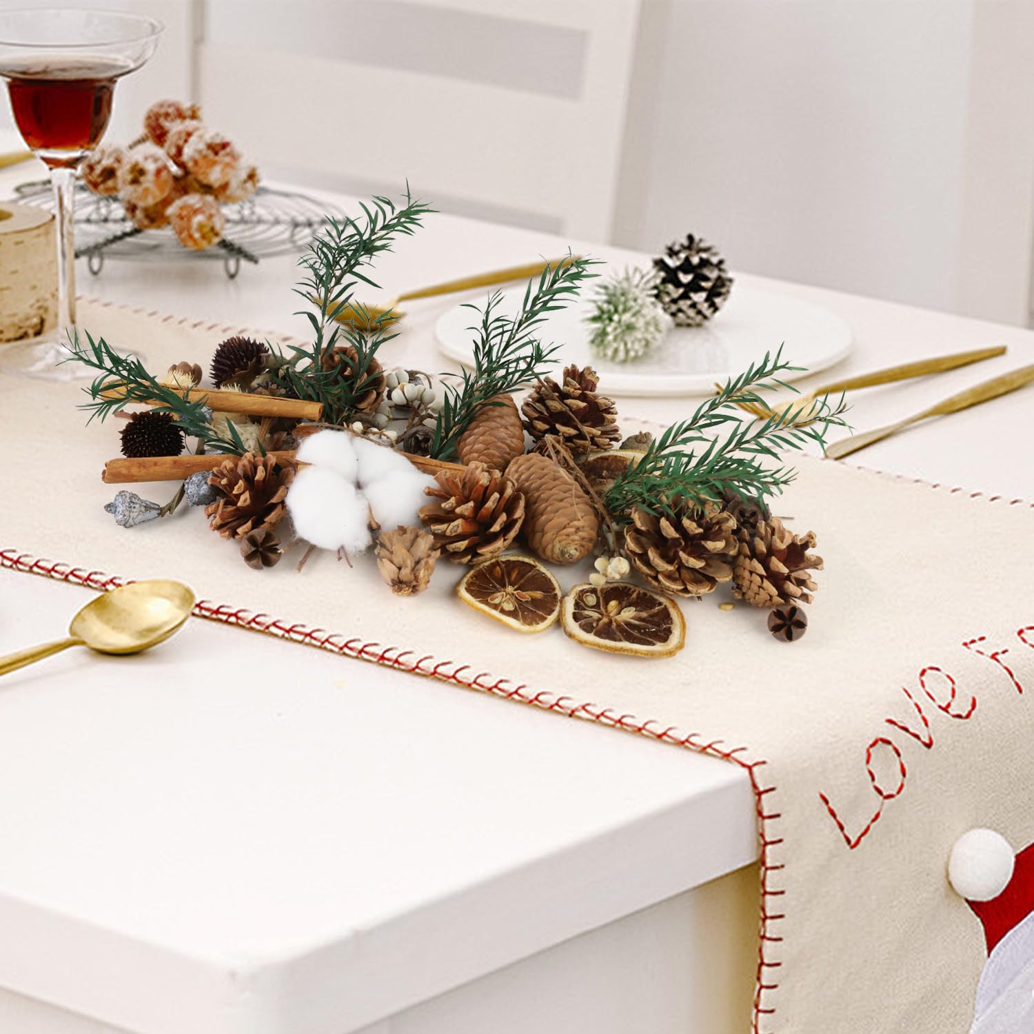 Prmape Decorazioni Corona Avvento, Potpourri Natalizio con Pigne Naturali Arance Essiccate Decorative, Cannella Stecche Decorative e 10M di Corda Per Natale Decorazione Ghirlanda Artigianato