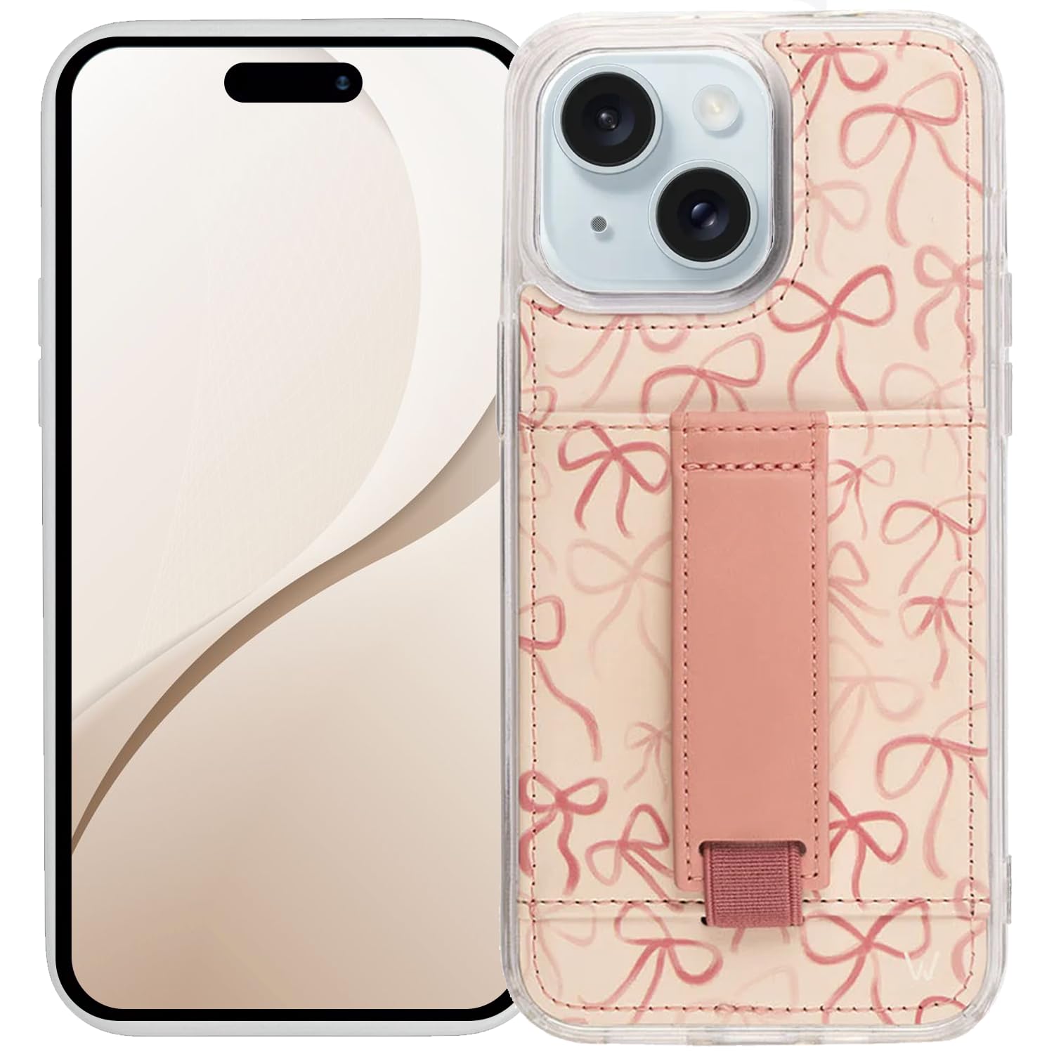 Walli Cases for iPhone 14 Plus Case Aesthetic Wallet Phone Case Card Holder, Securely Holds up to 2 Cards - Cute, Trendy Phone Cover for Women, fits iPhone 14 Plus, with Kickstand & Finger Strap