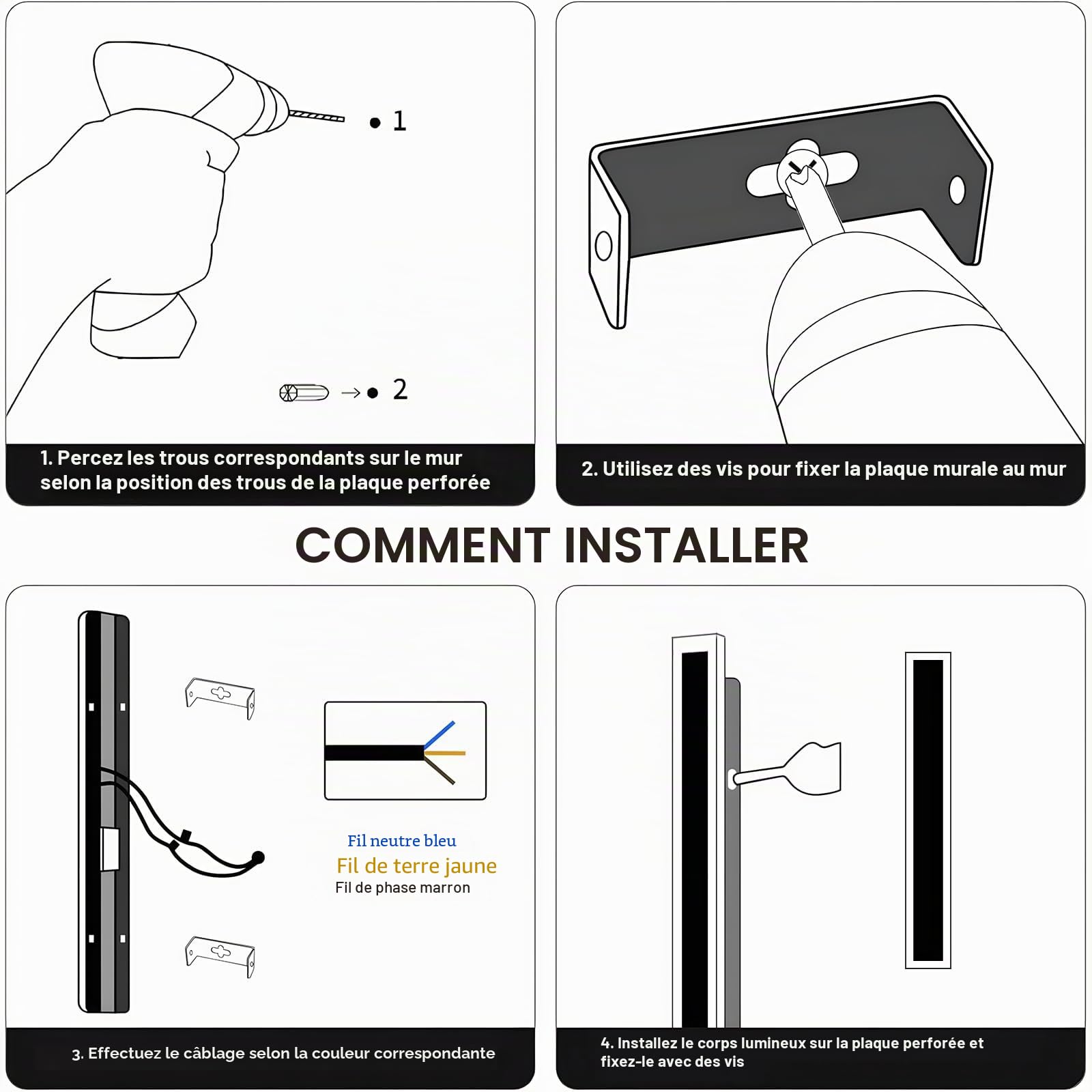 27W/120CM Applique Murale Exterieur LED IP65 Étanche,Longue Lampe | Blanc chaud 3000K,Acrylique Éclairage Mural D'extérieur Pour Villa Terrasse Jardin,110-240V,Noir