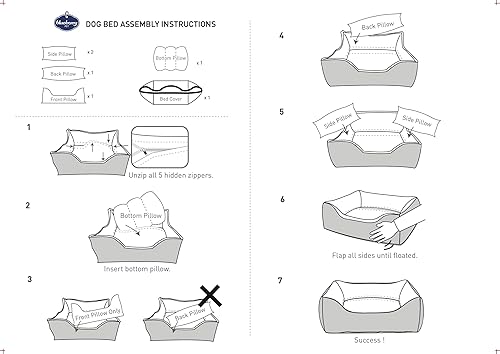 Miniatura 8 de Blueberry Pet - Cama para mascotas o funda de cama de alta resistencia, funda extraíble y lavable con cremallera YKK