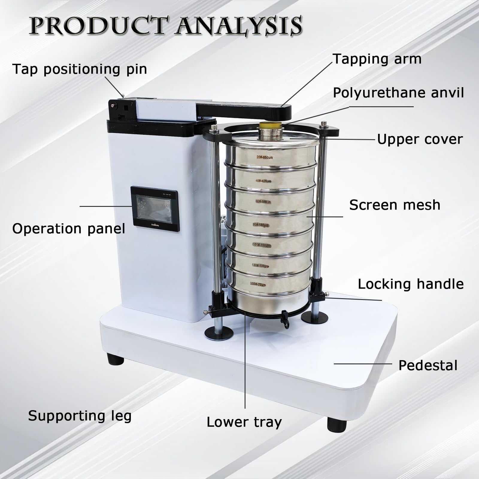 HayWHNKN Slap Type Lab Vibrating Screen Sifter 7-Layer Laboratory Powder Vibrating Sieve Shaker Machine 7 Screens 220v