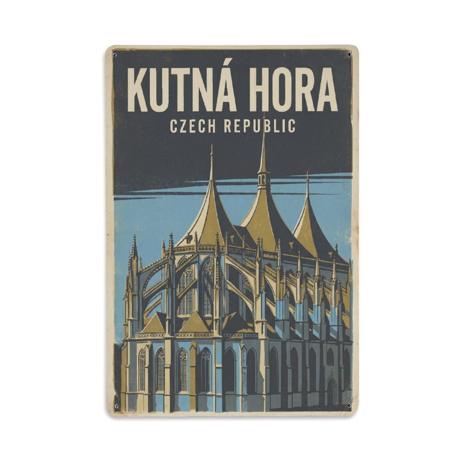 Vintage Czech Republic Kutna Hora Travel Metal Tin Sign