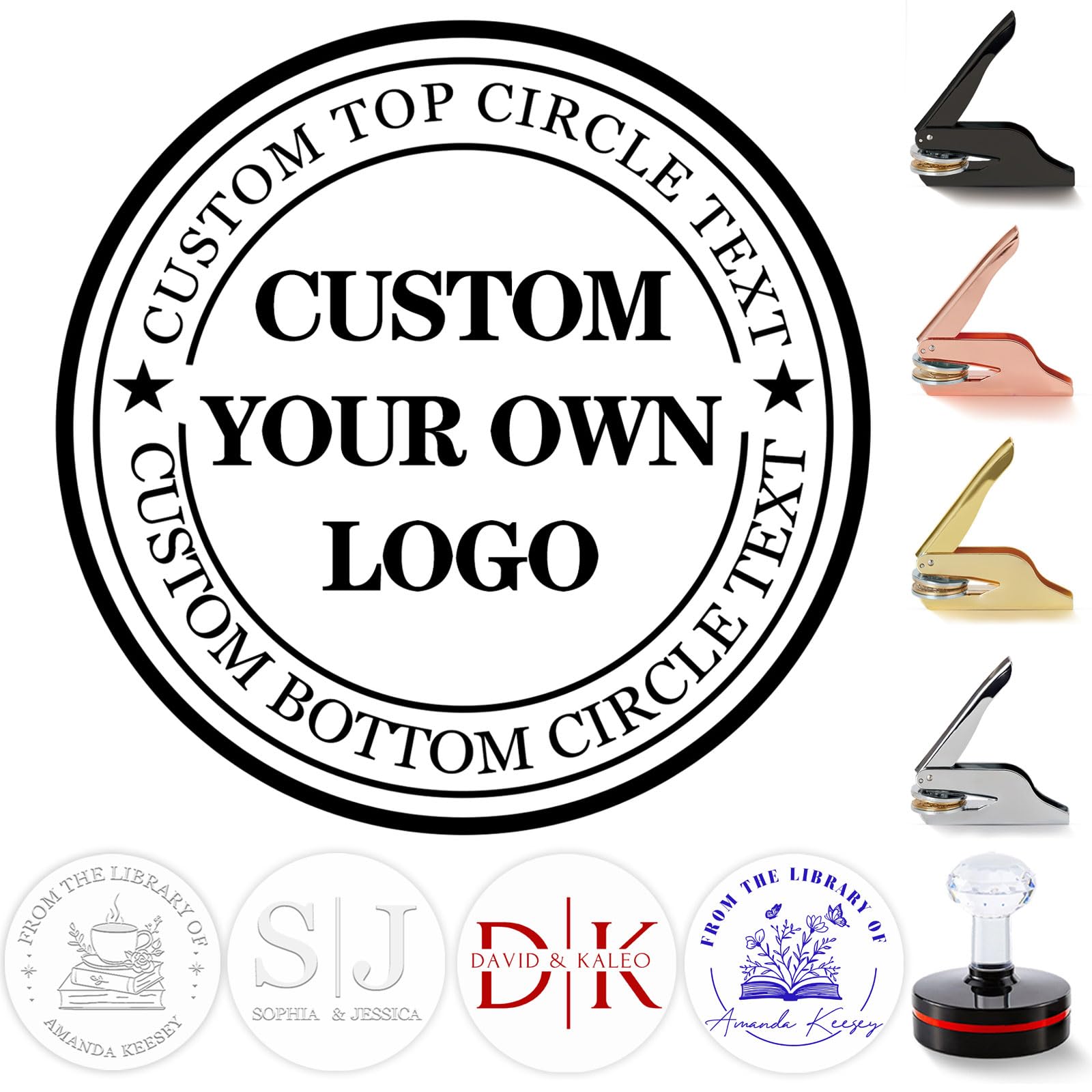 Personalized Book Embosser Stamp Custom Library Wedding Name Embosser Stamp for Envelope Invitation Customized Business Company Seal with Your Own