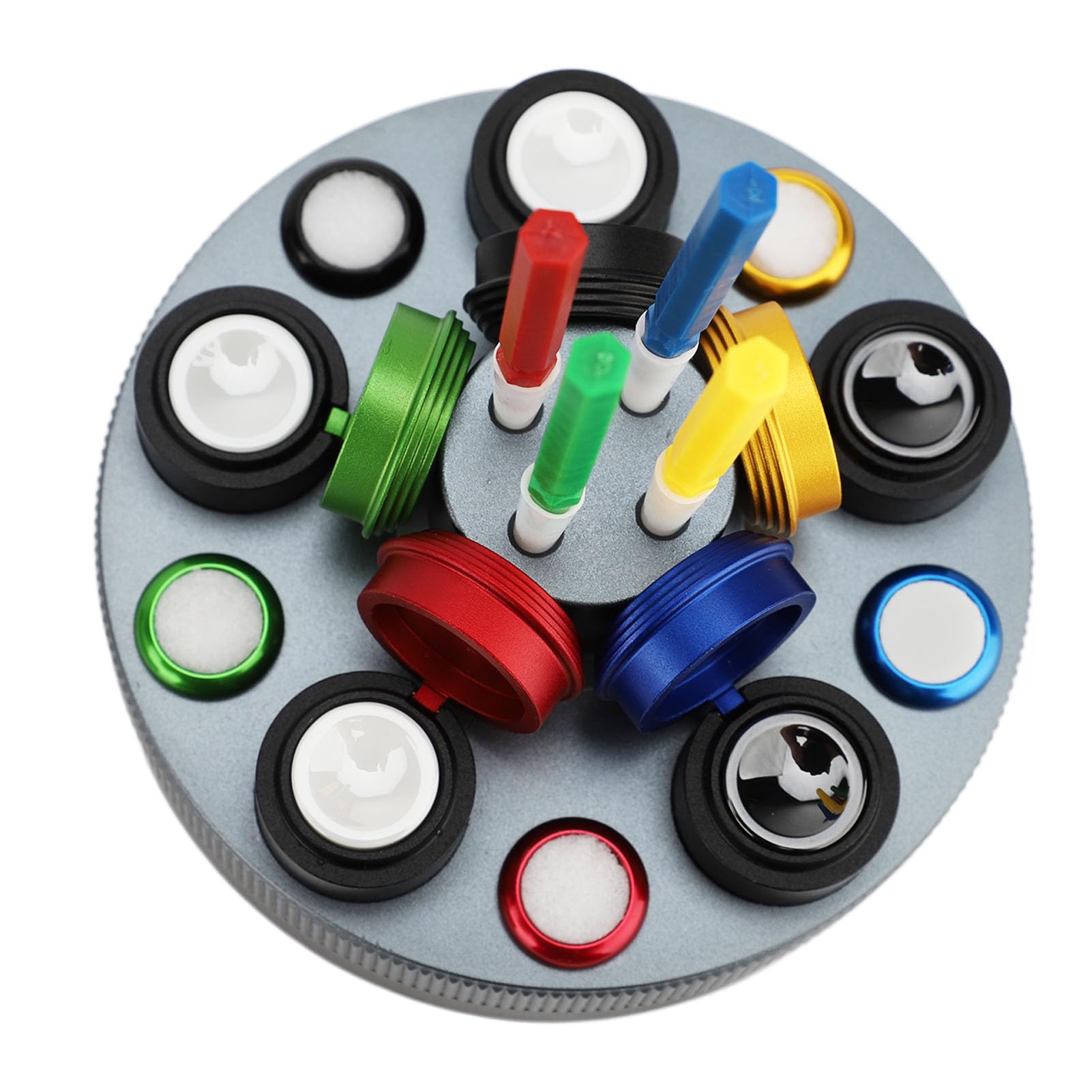 plplaaoo Kit olerato d'oro professionale con copertura antidusta 5 tazze d'olio 4 penne olio Accessori di riparazione del giradischi in metallo per manutenzione e orologeria
