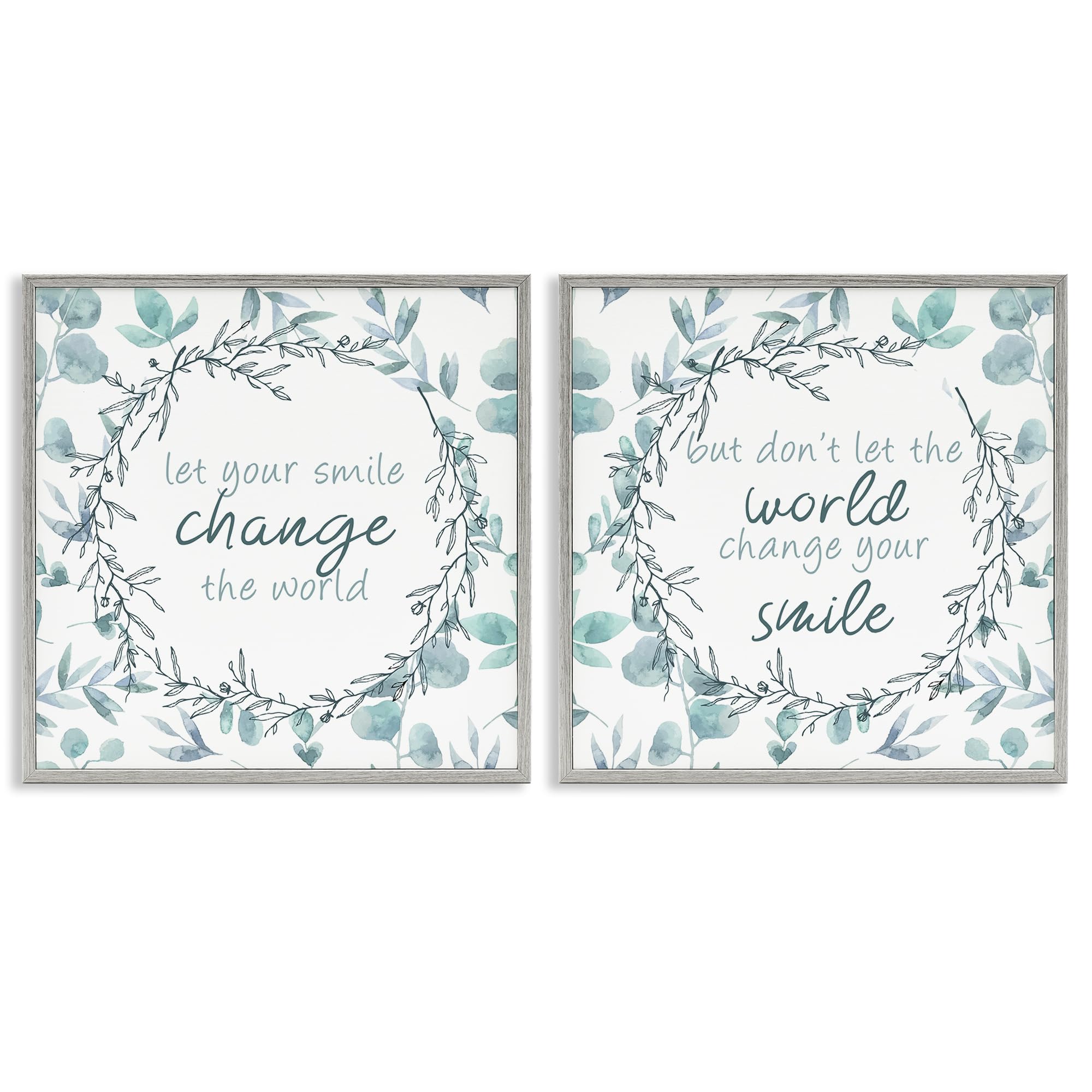 Inspirational Floral Quote, 17 x 17 Inch Framed Giclée Print Set