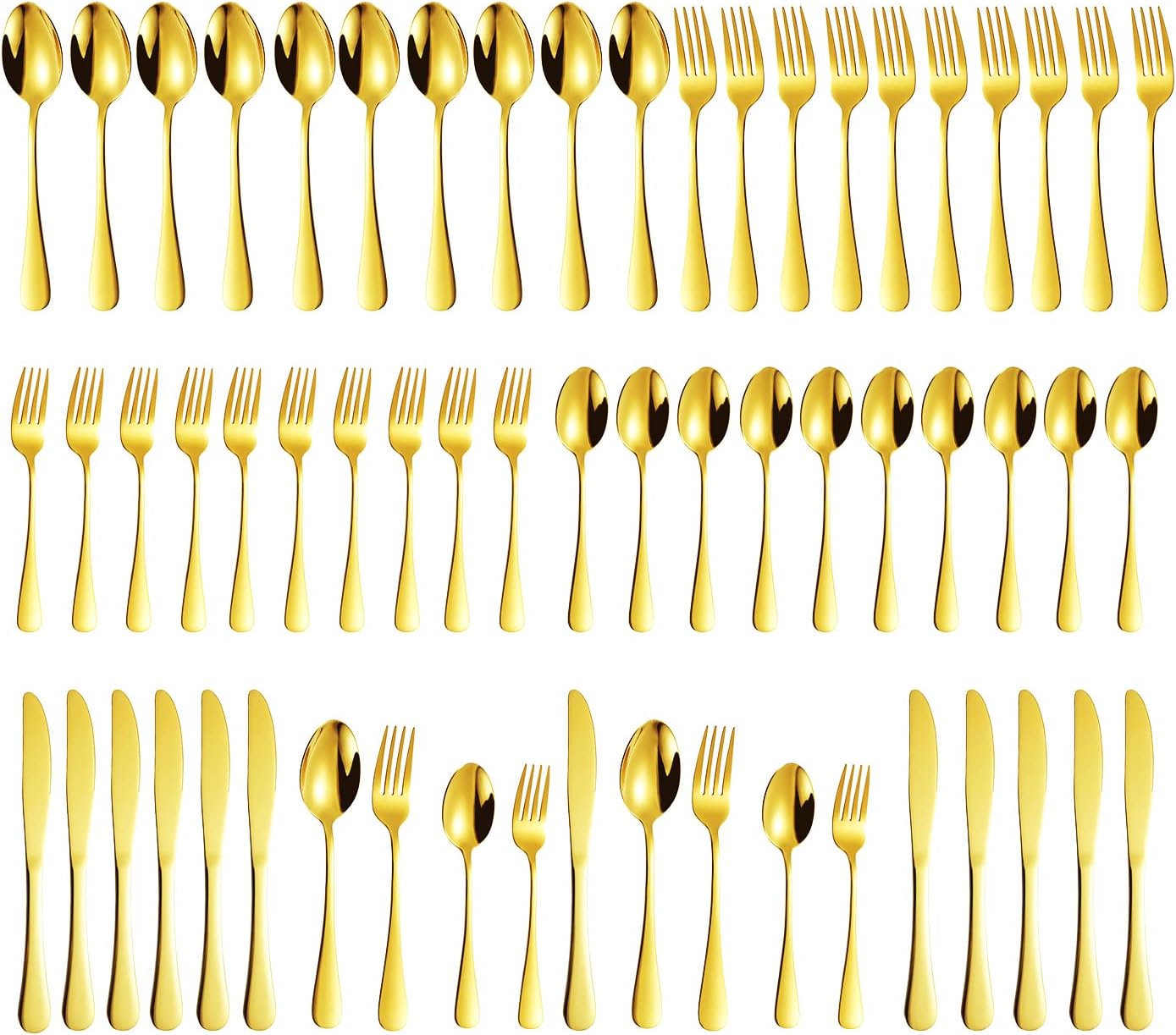 Gold Silverware Set, 60 Pieces Stainless Steel Flatware
