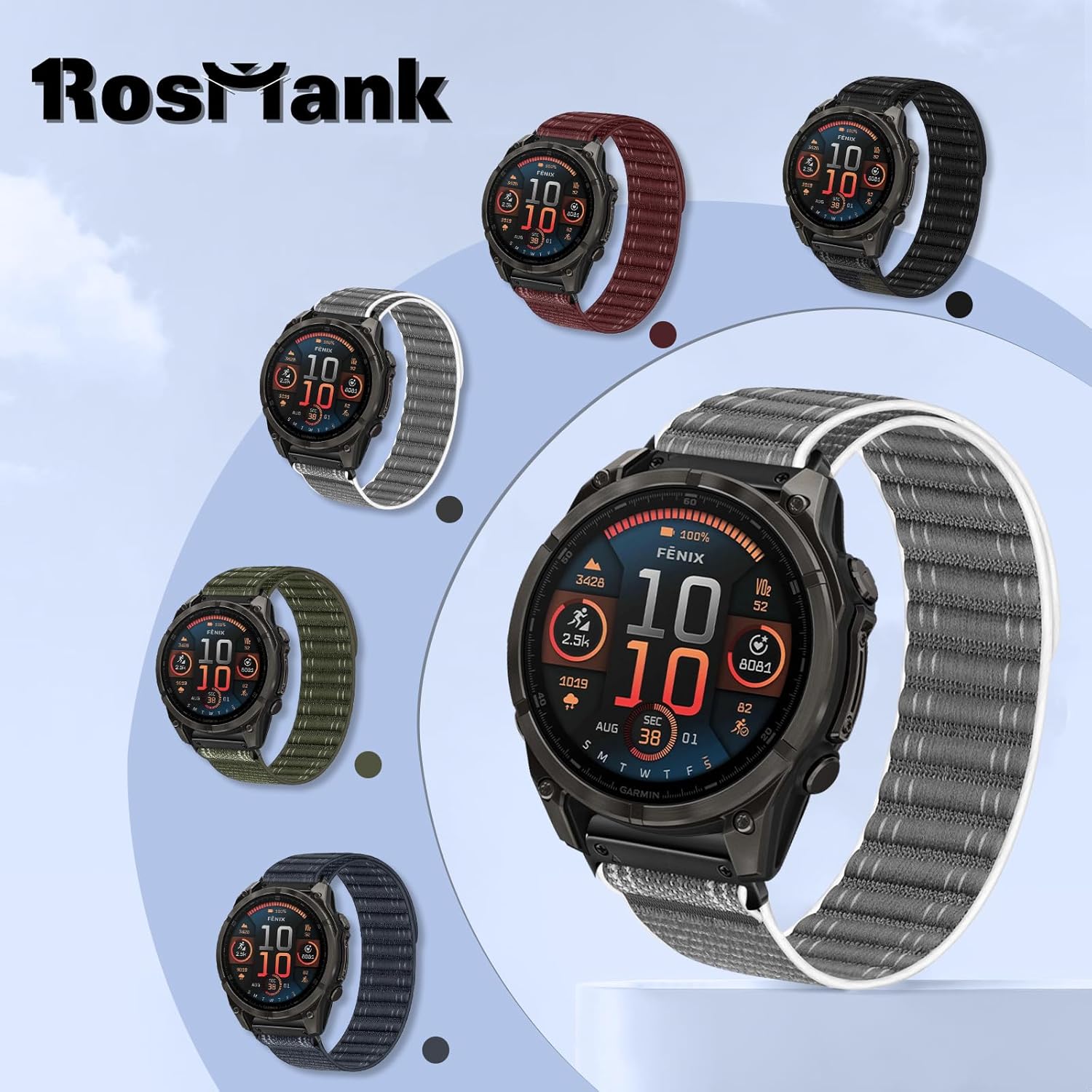 22mm Quickfit Nylon Watch Band Compatible with Garmin Fenix 8 Fenix E 47mm/7 Pro/7/6 Pro/6, Wavy Replacement Strap for Tactix 8 47mm/Instinct 3 E 45mm/Forerunner 970 965/Descent G2 G1/Epix/Approach S70 47mm/MARQ - Image 6