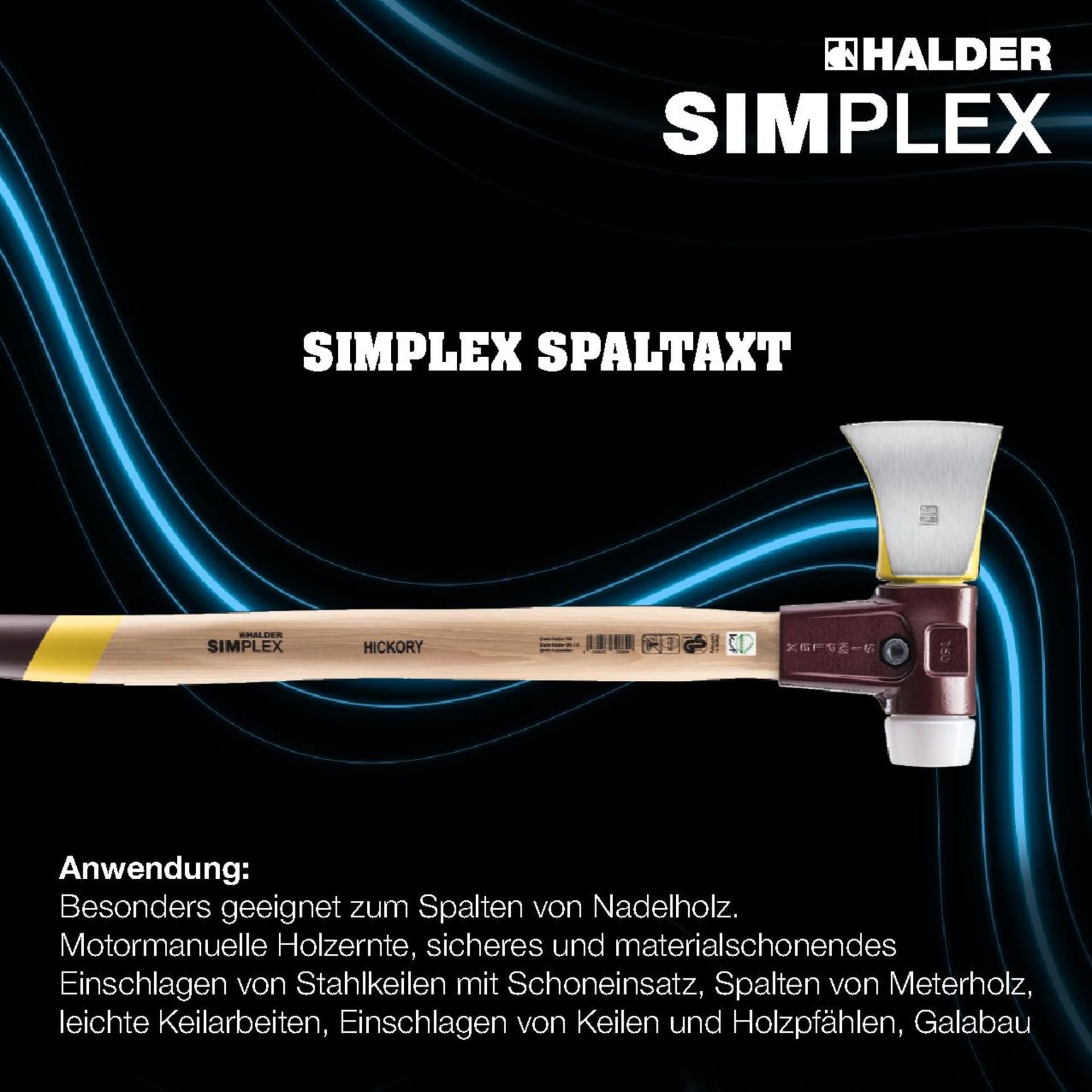 SIMPLEX-Spaltaxt, mit Stahlgussgehäuse und Hickorystiel | Ø=50 mm | 3007.750