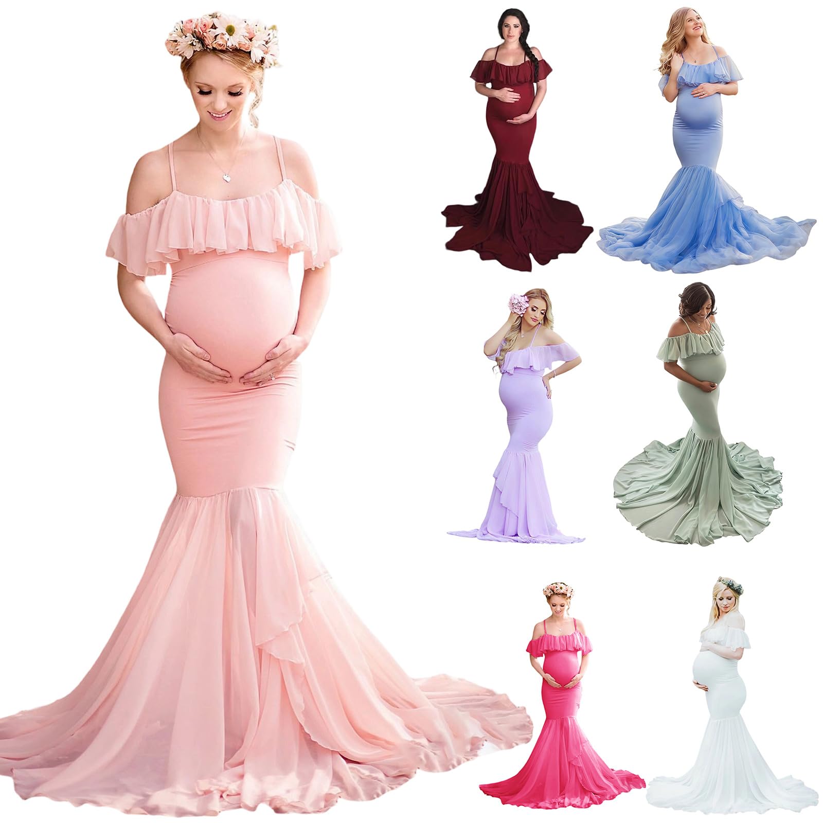 Vestido de Maternidad con diseño de Longitud en acrílico Transpirable para facilitar Uso Cómodo Vestido de Maternidad con diseño de Longitud