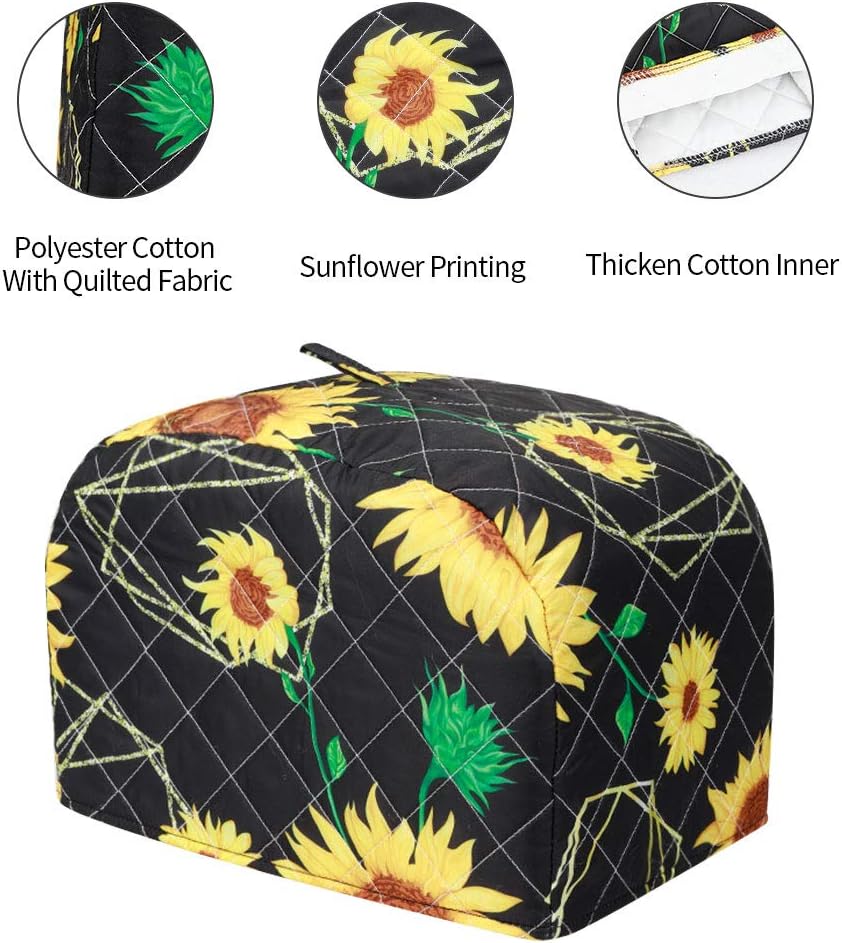 2-Slice Toaster Cover,Bread Toaster Oven Dustproof Cover,Waterproof Kitchen Small Appliance Cover Kitchen Broiler Appliance Organizer Bag Anti Fingerprint Protection For Woman Gift-Top Handle Design (Sunflower)