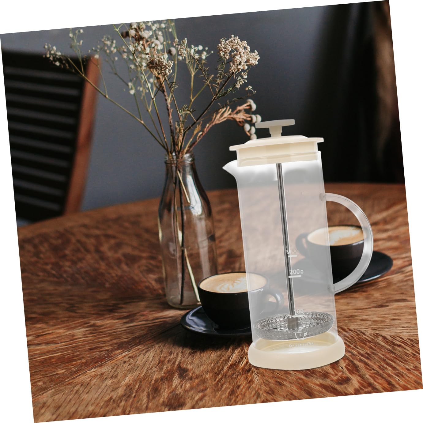 Montalatte Manuale per Latte Casalingo in Acciaio Inossidabile e Vetro, Miscelatore per Latte Cappuccino Pompa Manuale, Strumento per Schiumatura Cremosa di Caffè e Bevande Calde