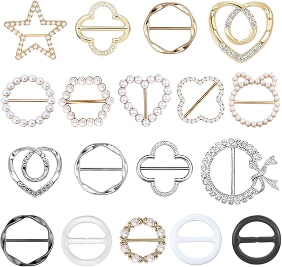 18 Pcs Shirt Ties Clips For Women, T Shirt Tie Or Rings Clips For Women For The Side, Scarf Ring Clip Tightener For Loose Clothes Corner Knotted Button Fashion Metal Round Circle Shirt Clip Buckle