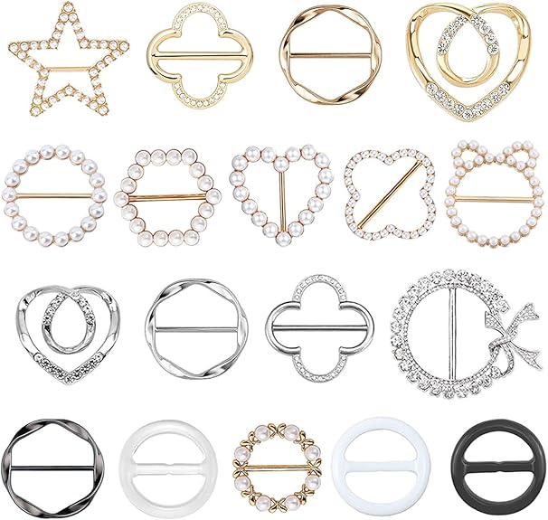 18 Pcs Shirt Ties Clips For Women, T Shirt Tie Or Rings Clips For Women For The Side, Scarf Ring Clip Tightener For Loose Clothes Corner Knotted Button Fashion Metal Round Circle Shirt Clip Buckle