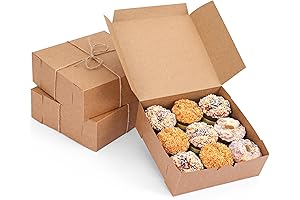 Moretoes 8x8x3 Kraft Paper Bakery Boxes for Baked Goods