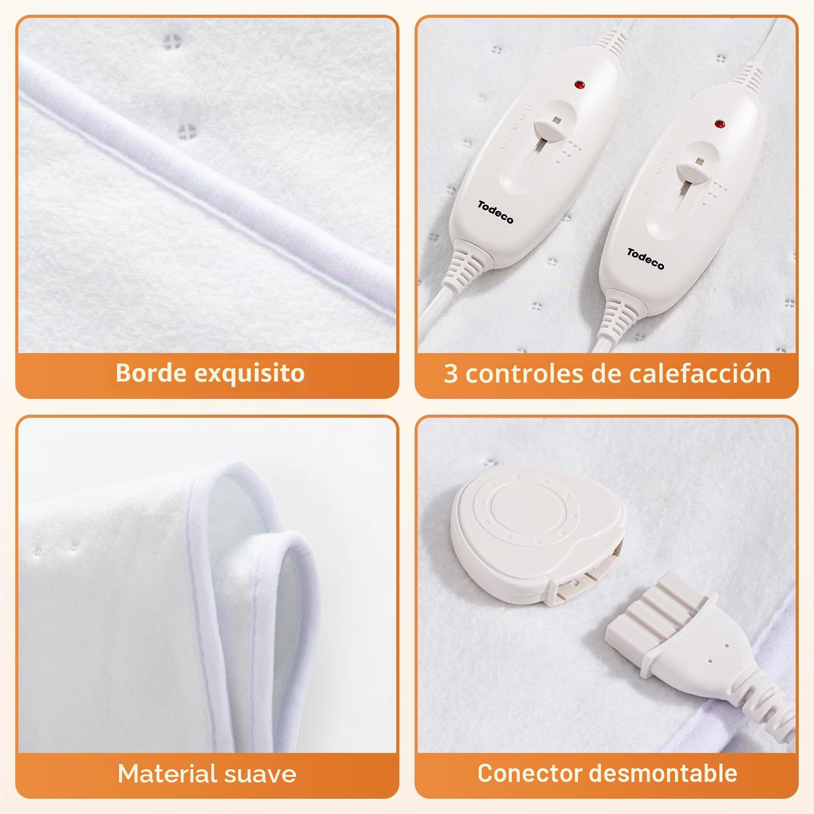 Todeco Calefacción bajo la Cama Calientacamas Eléctrico Doble 160x140cm