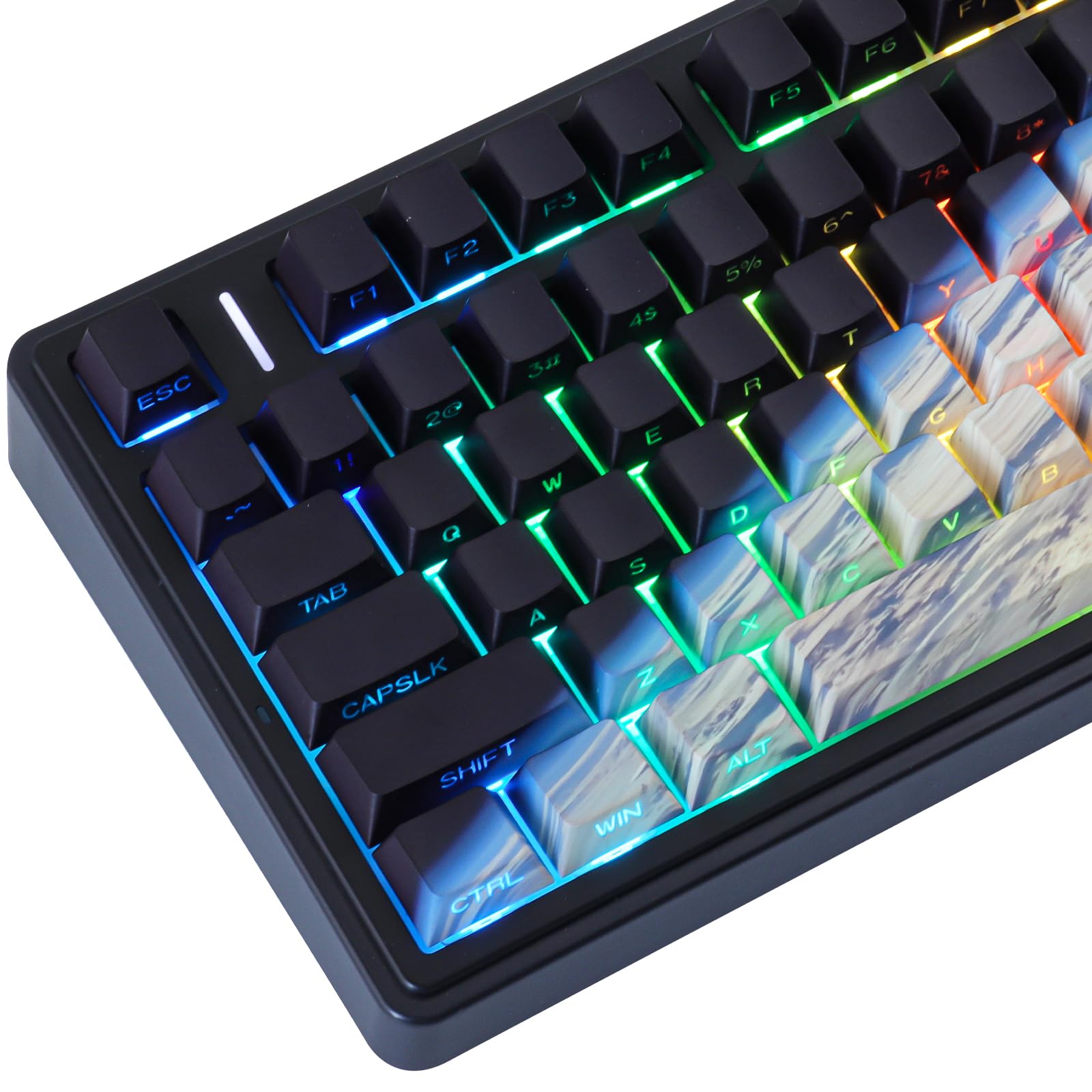 PBT Keycaps 131 Keys Double Shot Keycaps, Shine Through Side Printed Keycap, Cherry Profile Dye Sublimation Custom Keycap for Cherry MX Switch Mechanical Keyboards