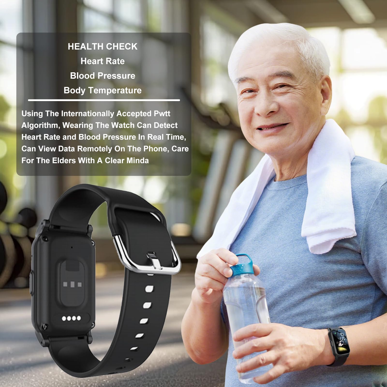 Bracciale Salvavita Anziani, Intelligente Con Rilevamento Delle Cadute Bracciale Sos Anziani Salvavita, GPS E Funzione Di Chiamata Di EmergenzaRed,1.25 * 0.57 * 2.22inch