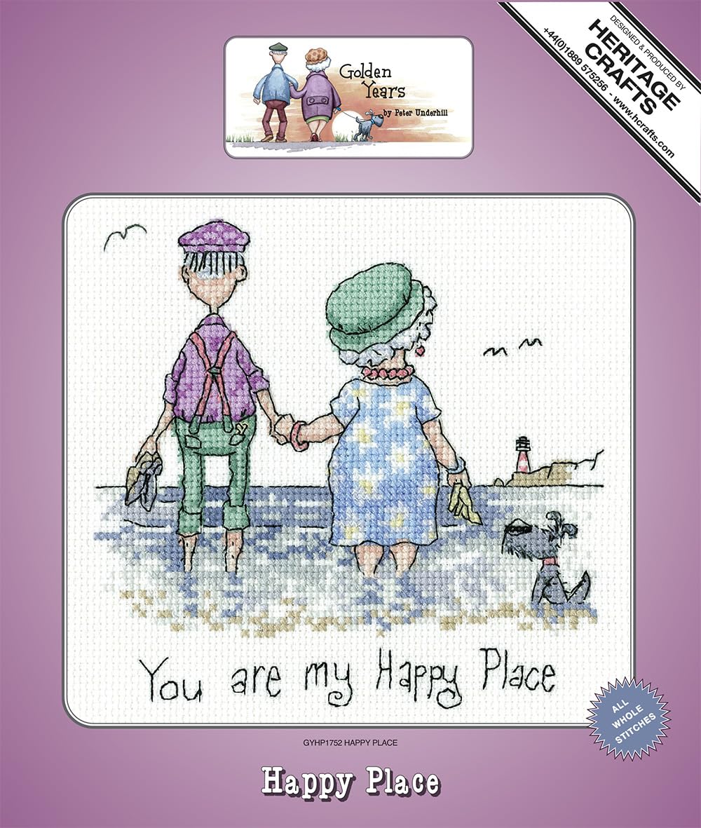 Heritage Crafts - Happy Place - Counted Cross Stitch Kit - Golden Years -