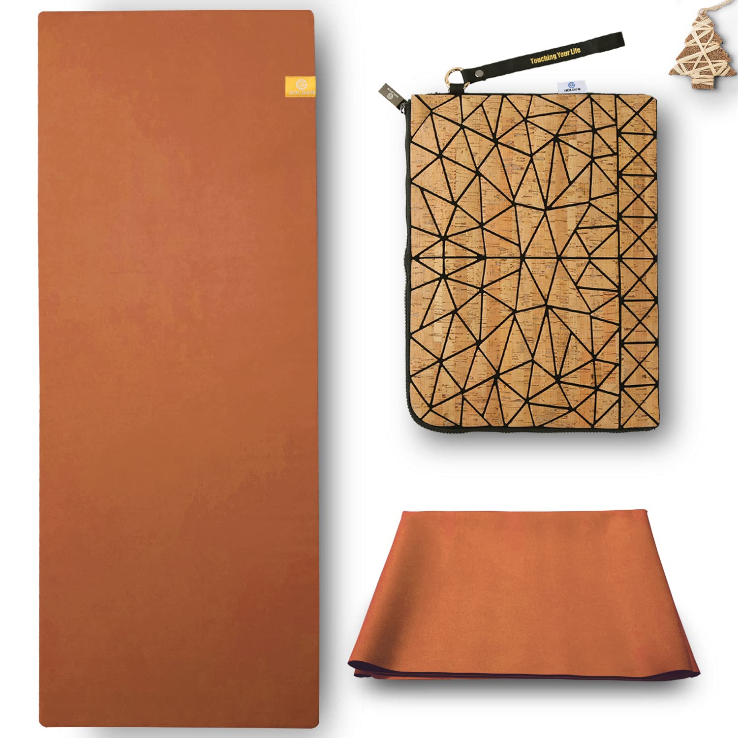 GOLDEN® Travel Yoga Mat - Foldable washable 1/16 Inch Thin, Lightweight Fitness Exercise Mat, Microfiber Sweat Absorbent, Non-Slip Workout Mat for Yoga, Pilates, Floor Exercises