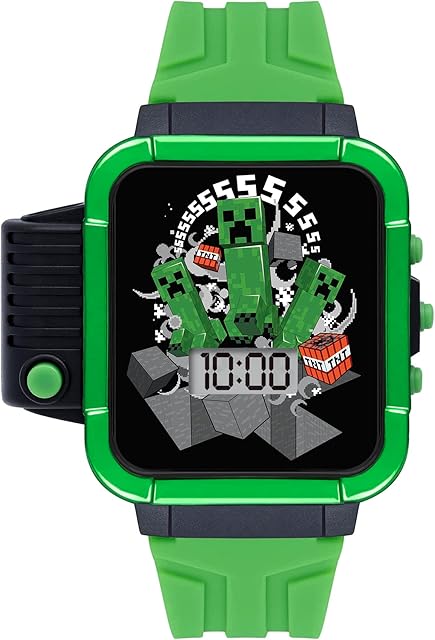 Minecraft Boy's Digital Quartz Watch with Silicone Strap MIN4167