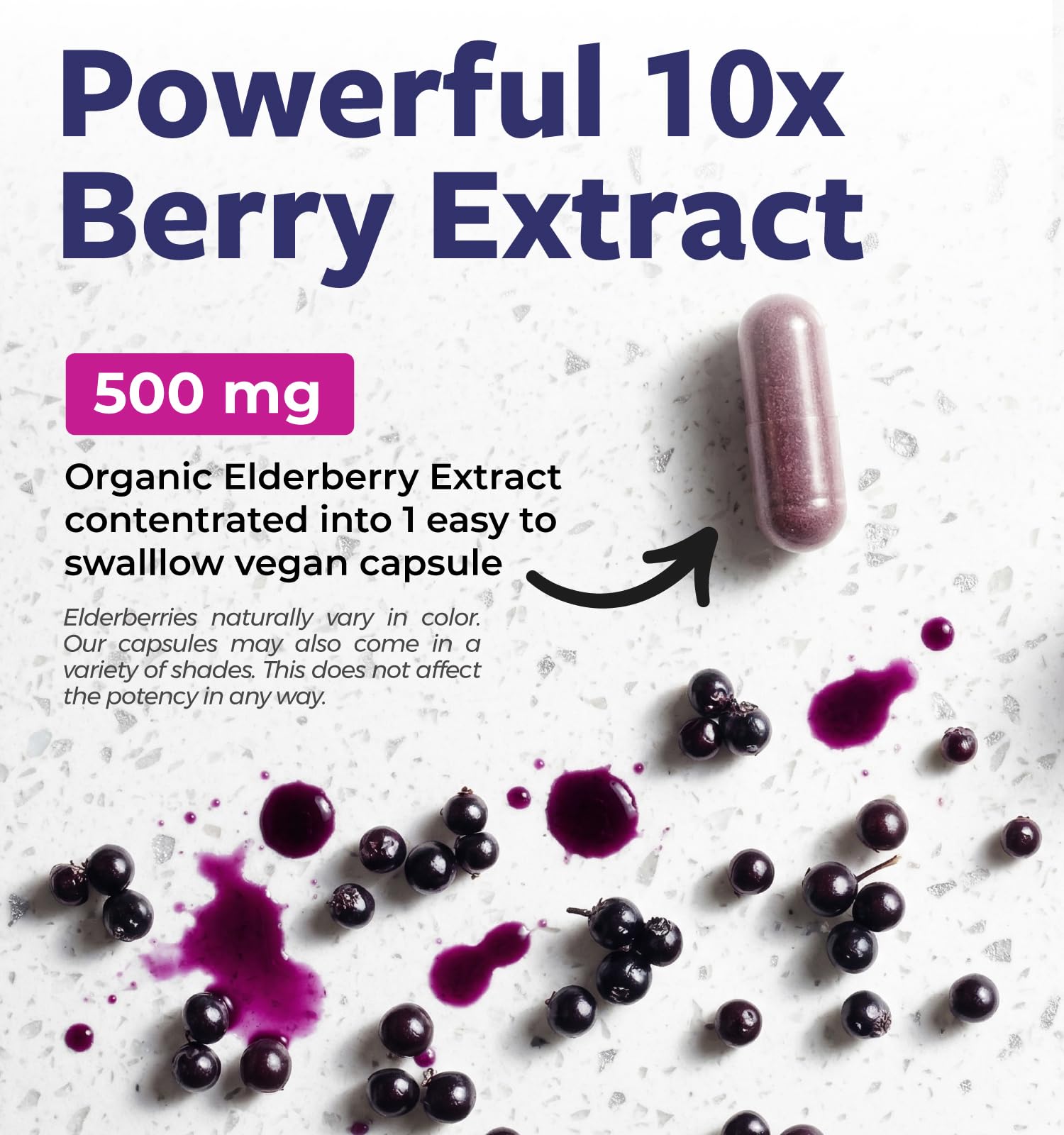 USDA Organic Elderberry Capsules - 500mg 10:1 Sambucus Black Elderberry Extract Per 1 Capsule Serving for Daily & Seasonal Wellness & Immune Support - Vegan Non-GMO & Lab Verified (4 Month Supply) — Amazon image 3