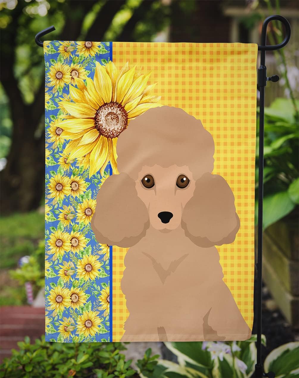Caroline's Treasures WDK5467GF Summer Sunflowers Toy Apricot Poodle Garden Flag Mailbox Flag Decorative Yard Flag Banner Outside Patio Artwork Yard Flower Beds, Garden Size, Multicolor image 3