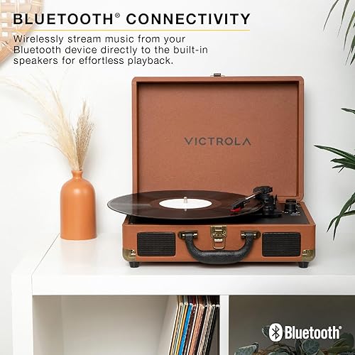 Miniatura 5 de Victrola Journey II (modelo 2025) - Reproductor de discos de maleta con Bluetooth - Altavoces estéreo integrados con graves mejorados, tocadiscos de